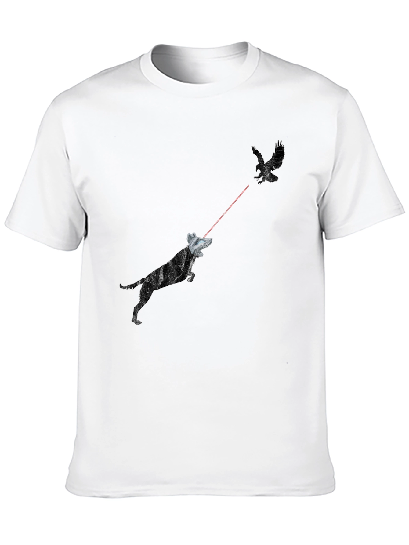 Black Laser Dog vs Bird Graphic Tee - Black T-Shirt view 10