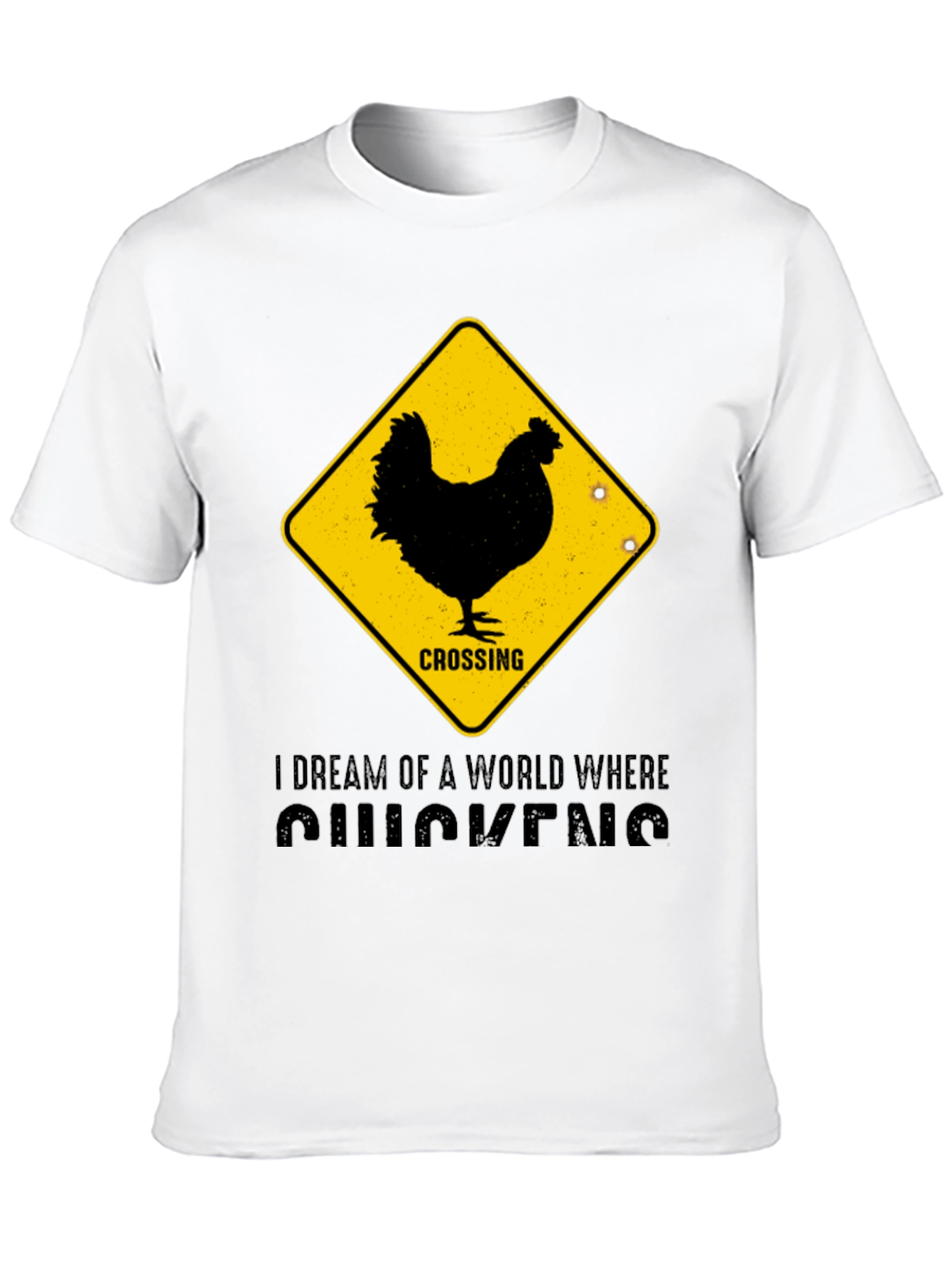 Black Funny Chicken Crossing T-Shirt - "I Dream of Chickens" view 10
