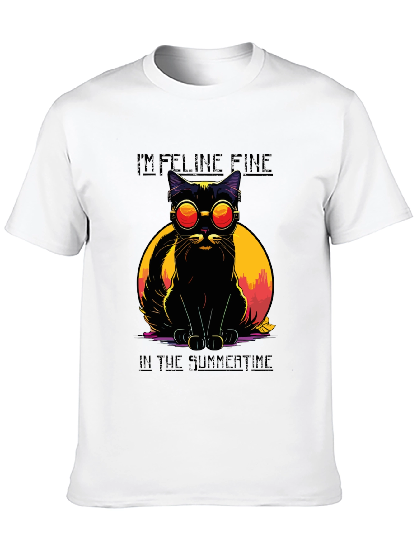 Black Feline Fine Summer Cat T-Shirt view 10