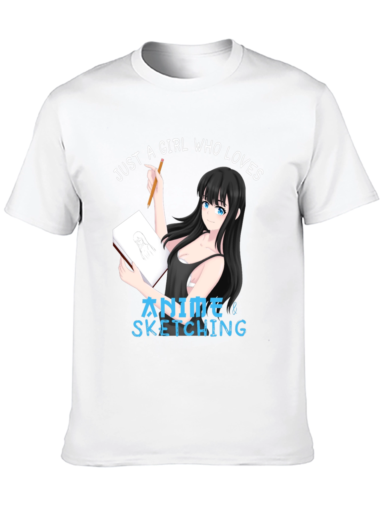 Black Anime & Sketching Girl's T-Shirt view 10