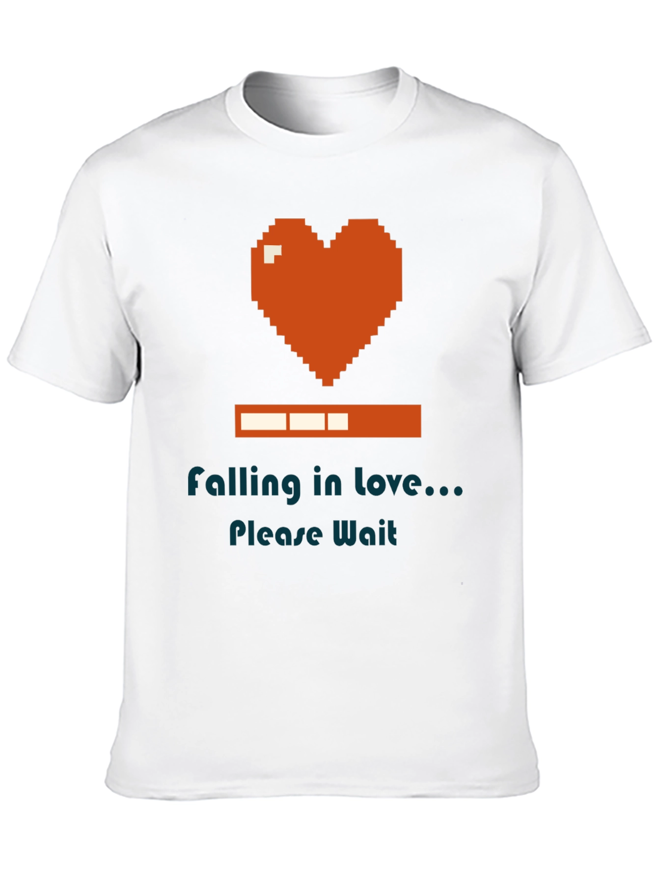 Black Falling in Love Pixel Heart Loading Bar Graphic T-Shirt view 10