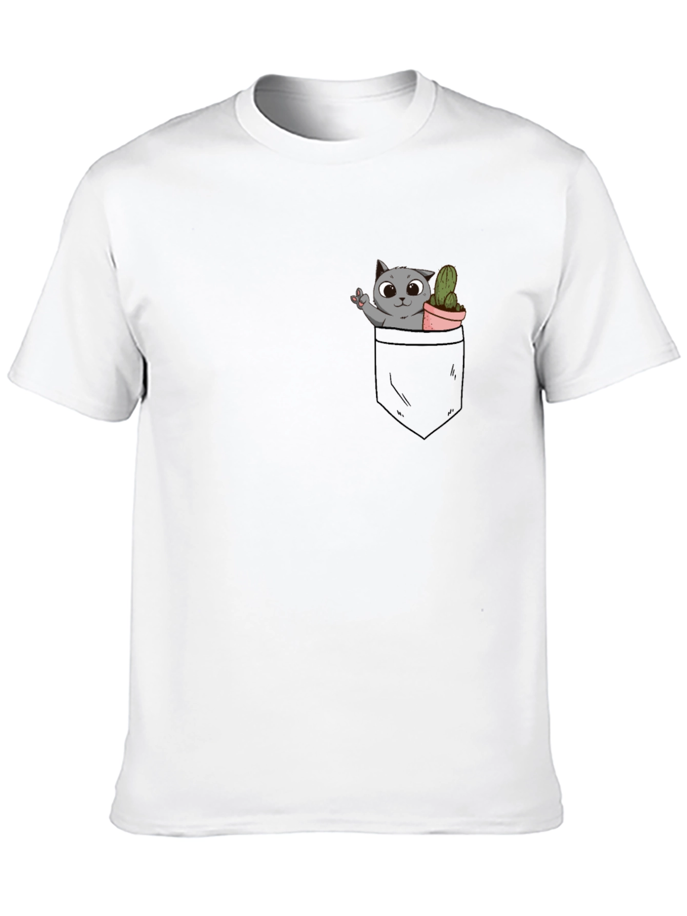 Black Pocket Cat Tee - Funny Graphic T-Shirt view 10