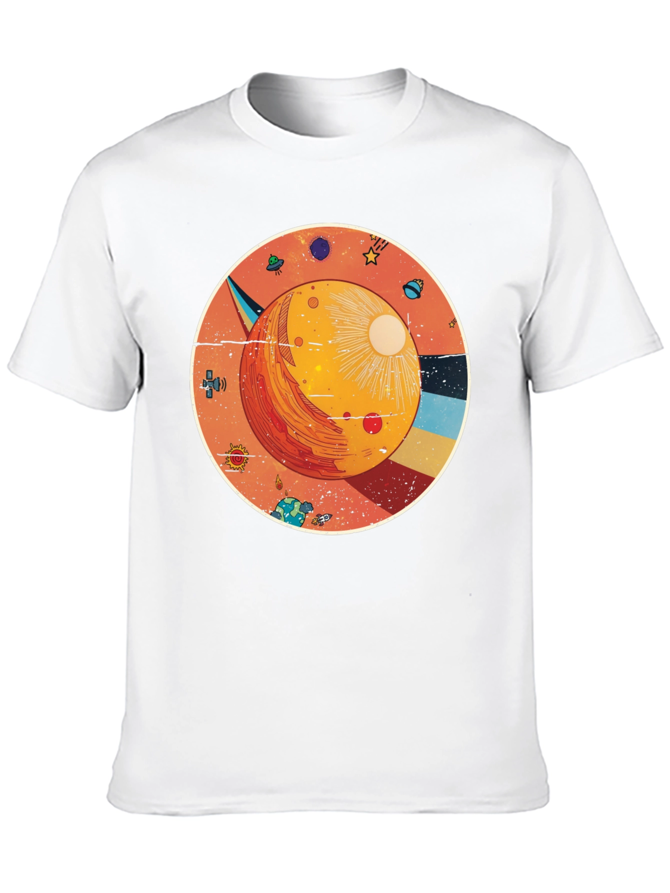 Black Cosmic Planet Graphic Tee - Black Cotton Blend Shirt view 10