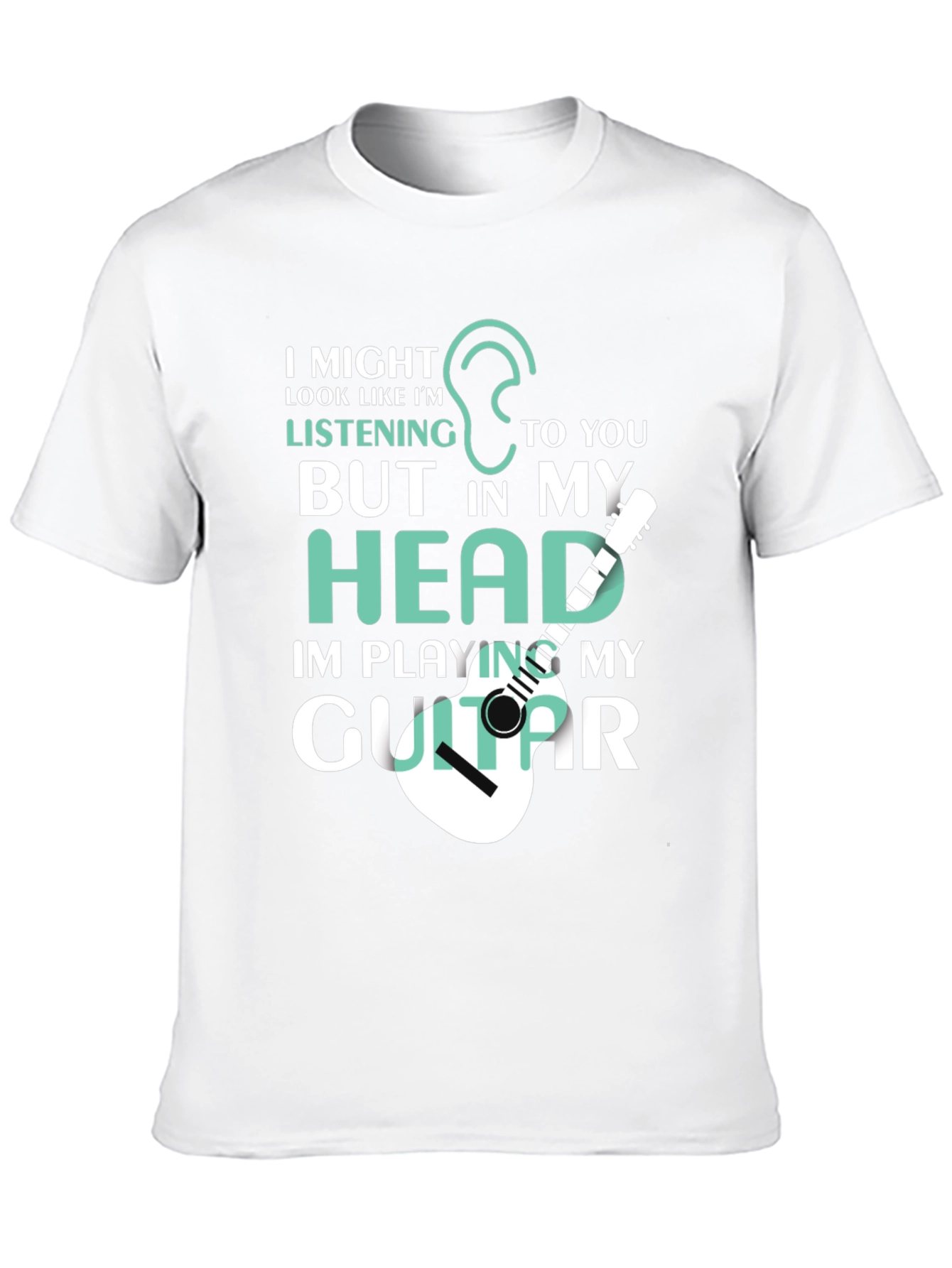 Black Funny Guitar Player T-Shirt - I'm Playing My Guitar In My Head view 10