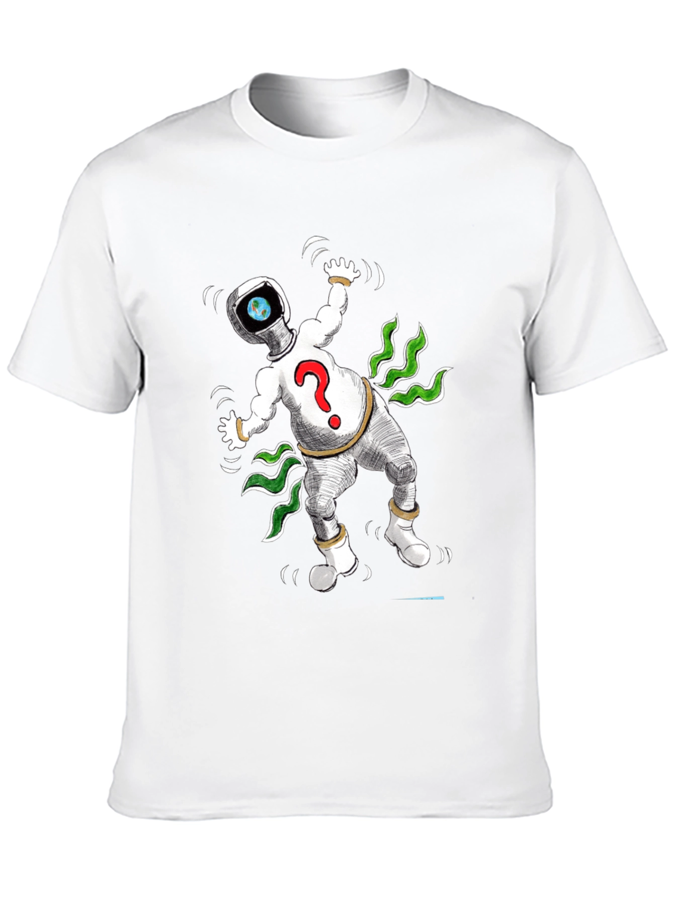 Black Cosmic Question T-Shirt - Black Cotton Tee view 10