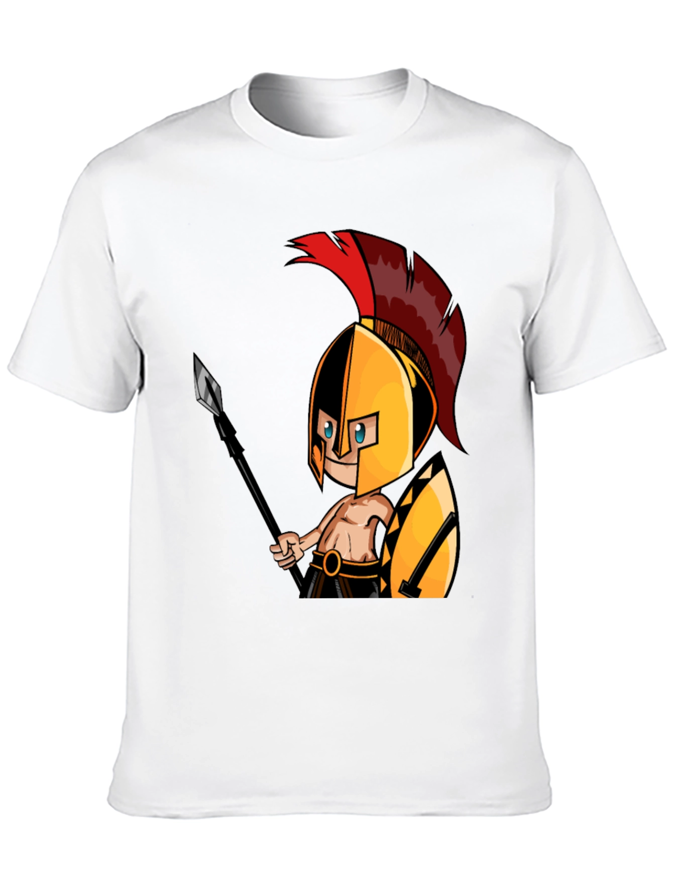 Black Spartan Warrior Graphic Tee - Black Cotton T-Shirt view 10