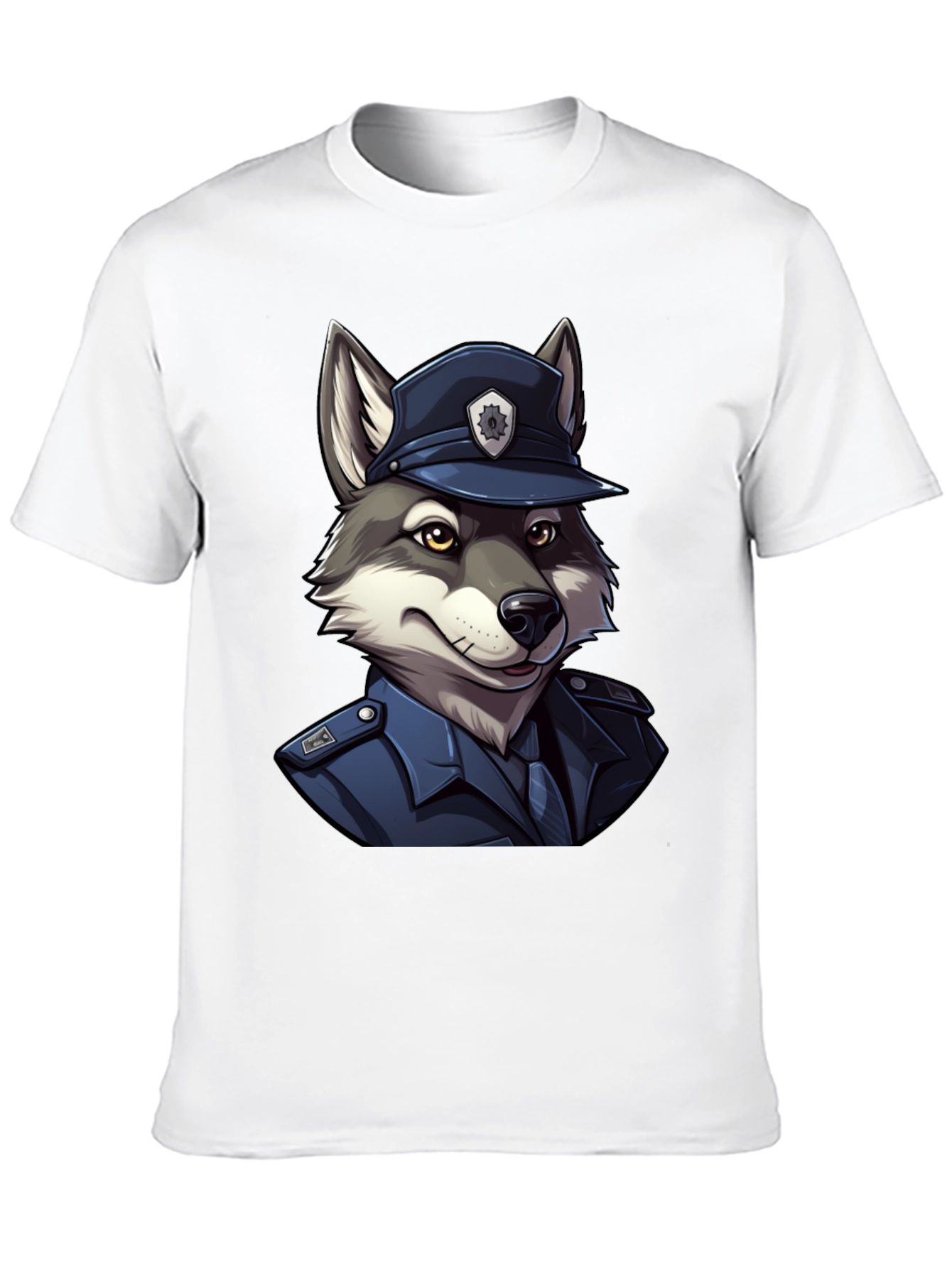 Black Wolf Cop T-Shirt - Cool Canine Police Design view 10
