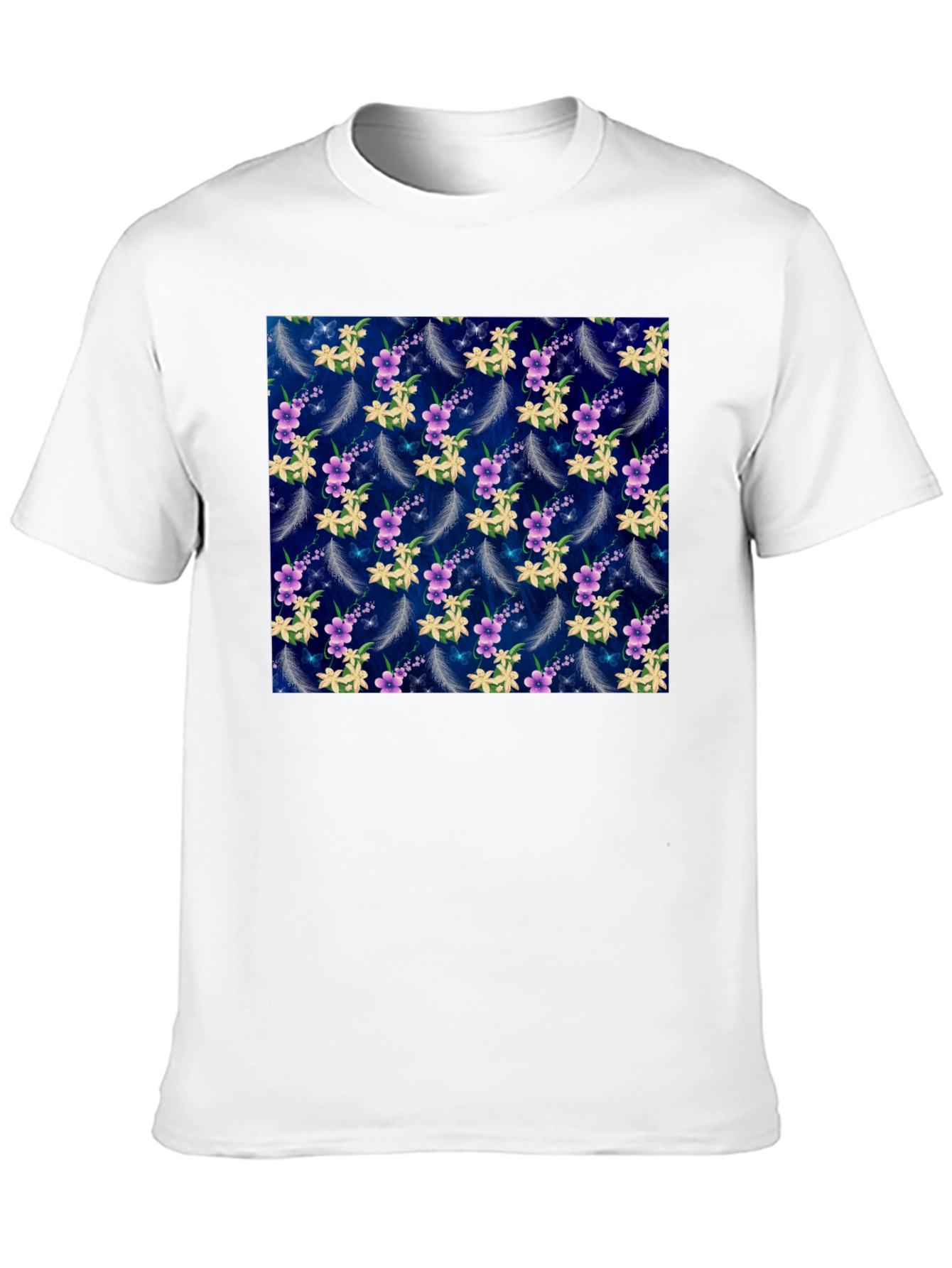 Black Floral Feather Print T-Shirt view 10