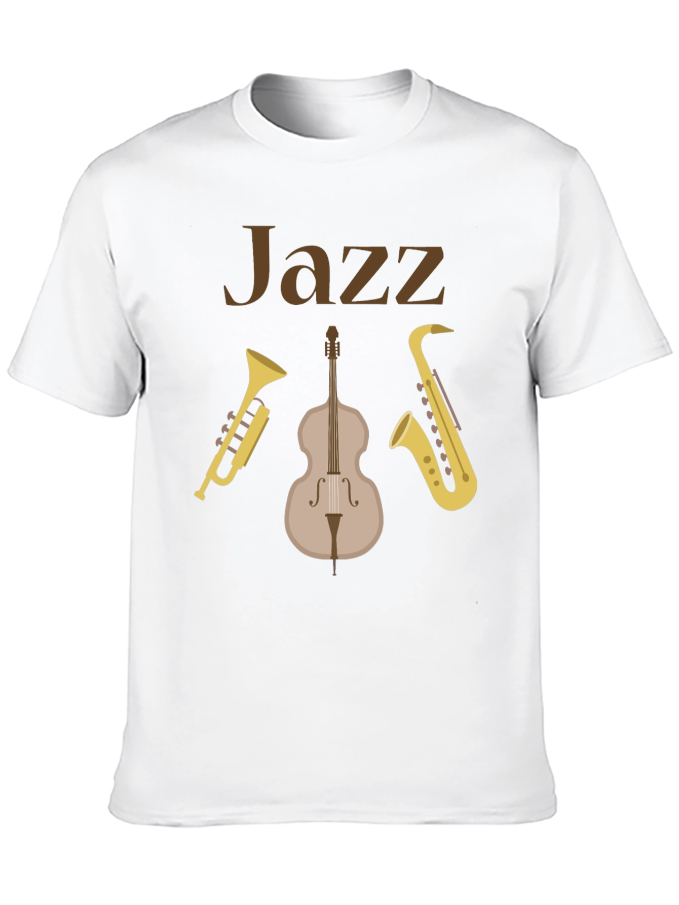 Black Jazz Music Instrument T-Shirt - Trumpet, Bass, Saxophone view 10