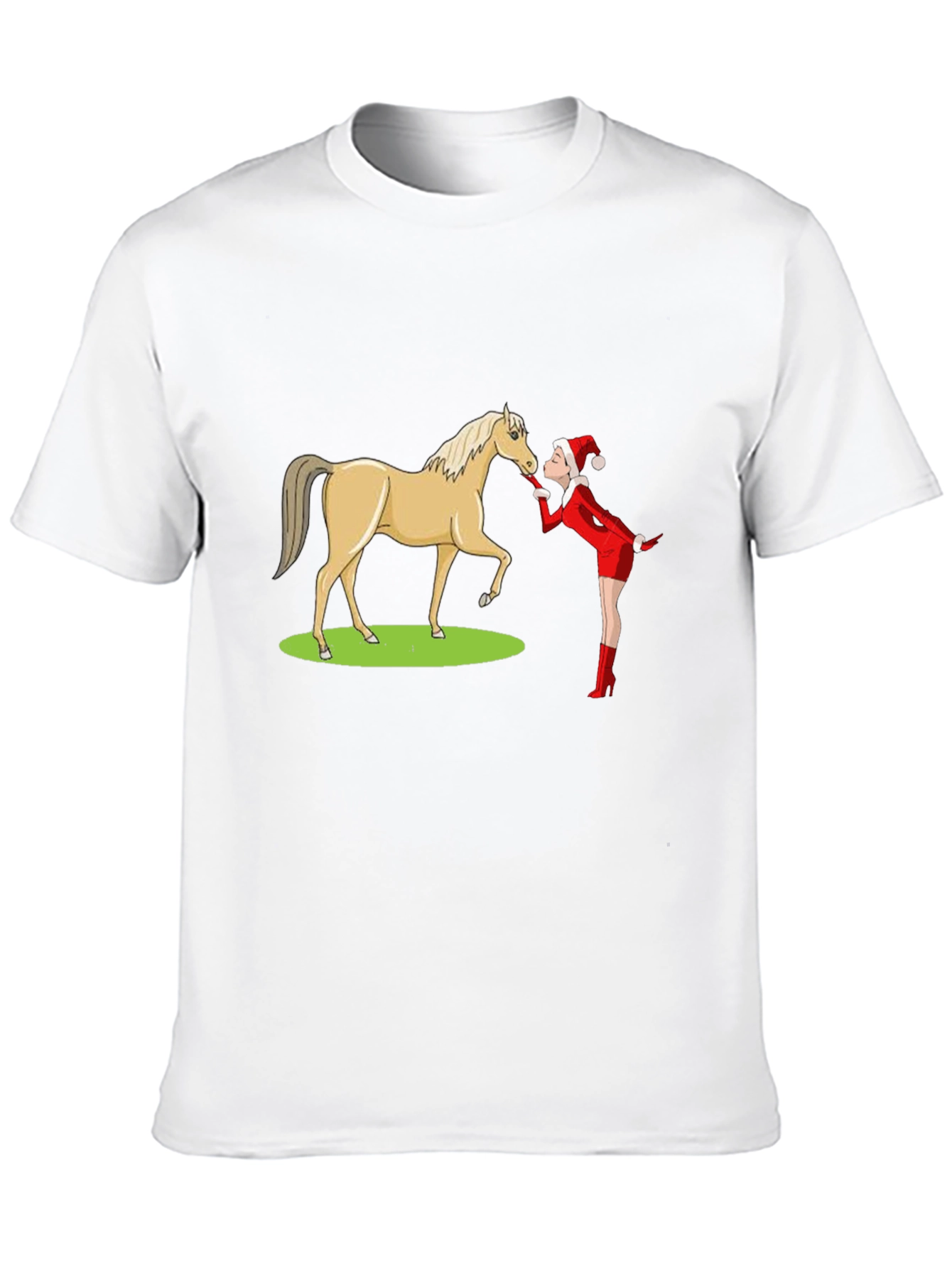 Black Horse Kissing T-Shirt - Funny Animal Graphic Tee view 10