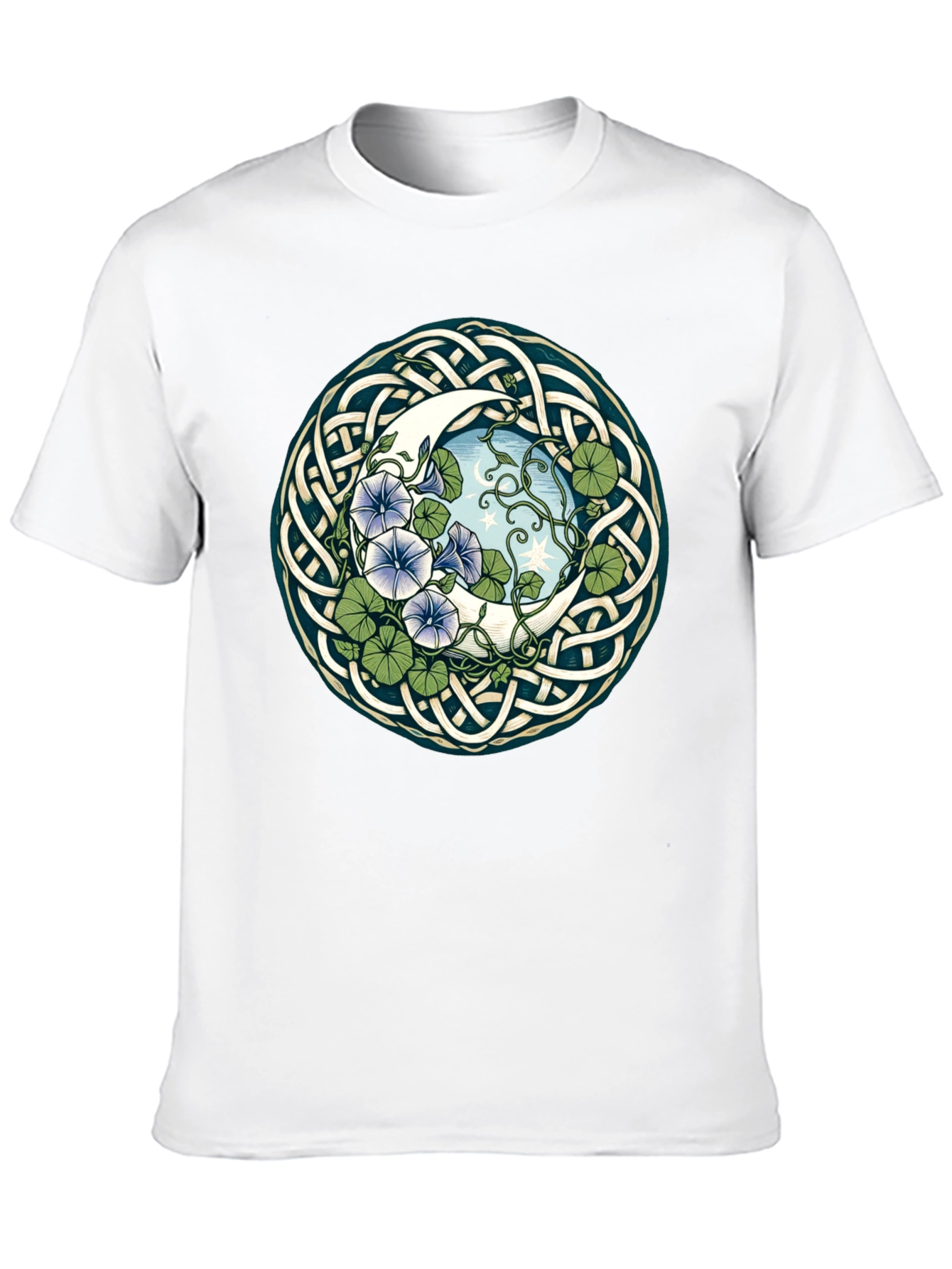 Black Celtic Moon & Flower T-Shirt view 10