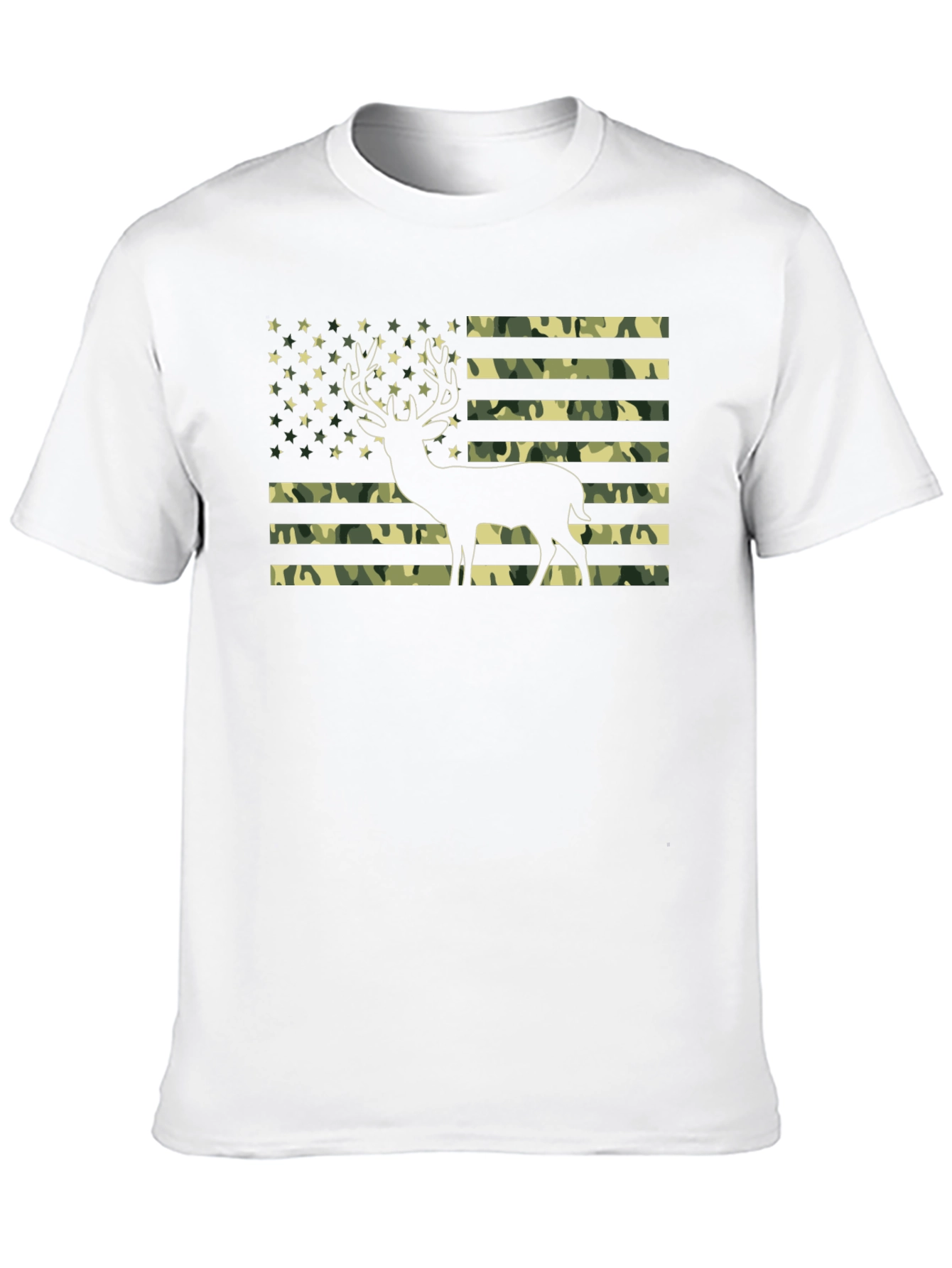 Black Camo American Flag Deer Graphic T-Shirt view 10