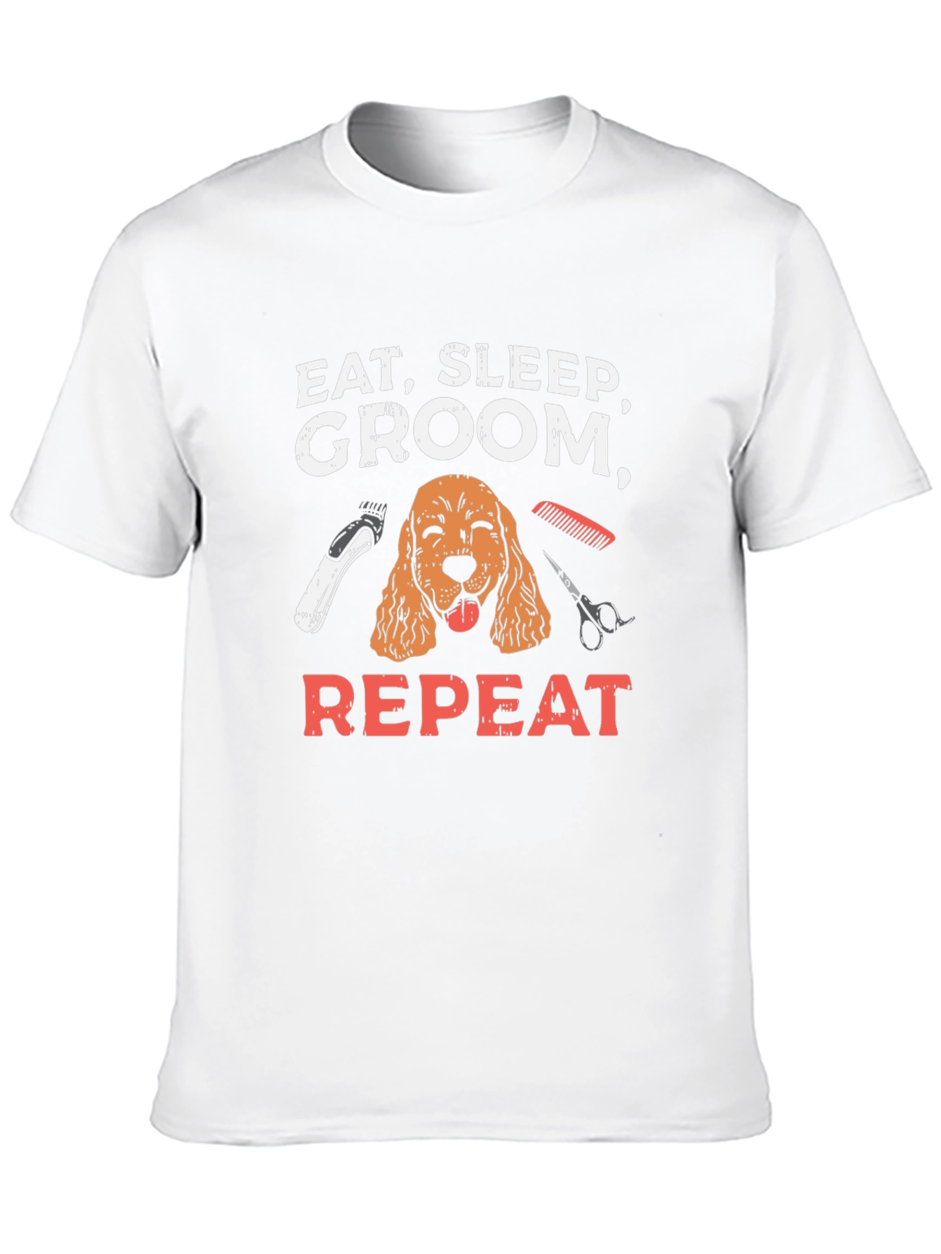 Black Eat, Sleep, Groom, Repeat Dog T-Shirt view 10