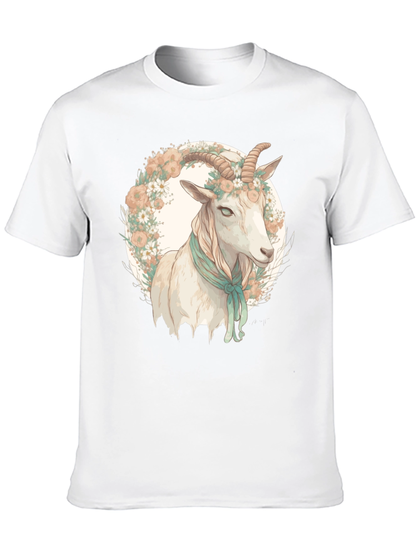 Black Goat Floral Wreath Black T-Shirt view 10
