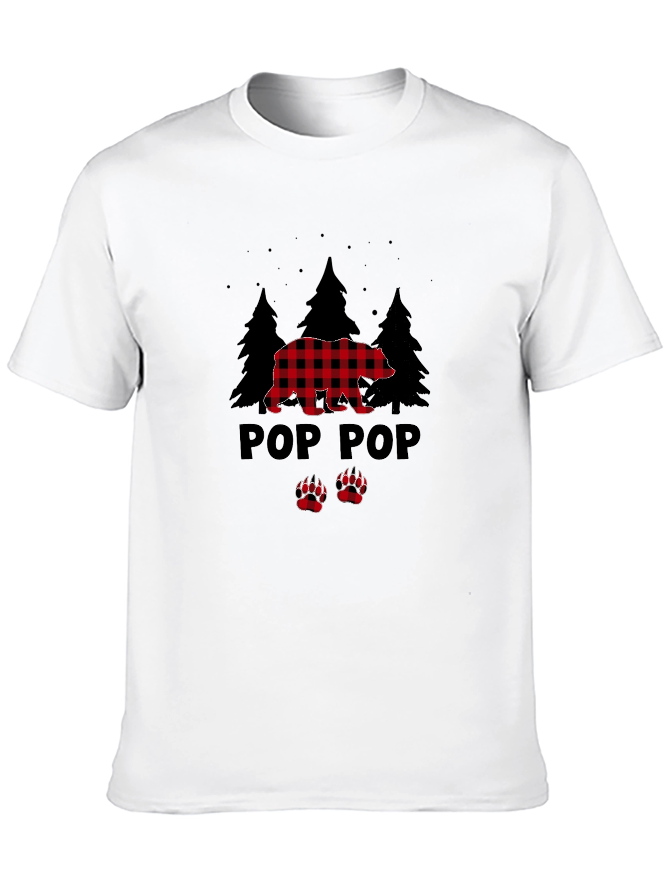 Black Pop Pop Bear Buffalo Plaid T-Shirt view 10