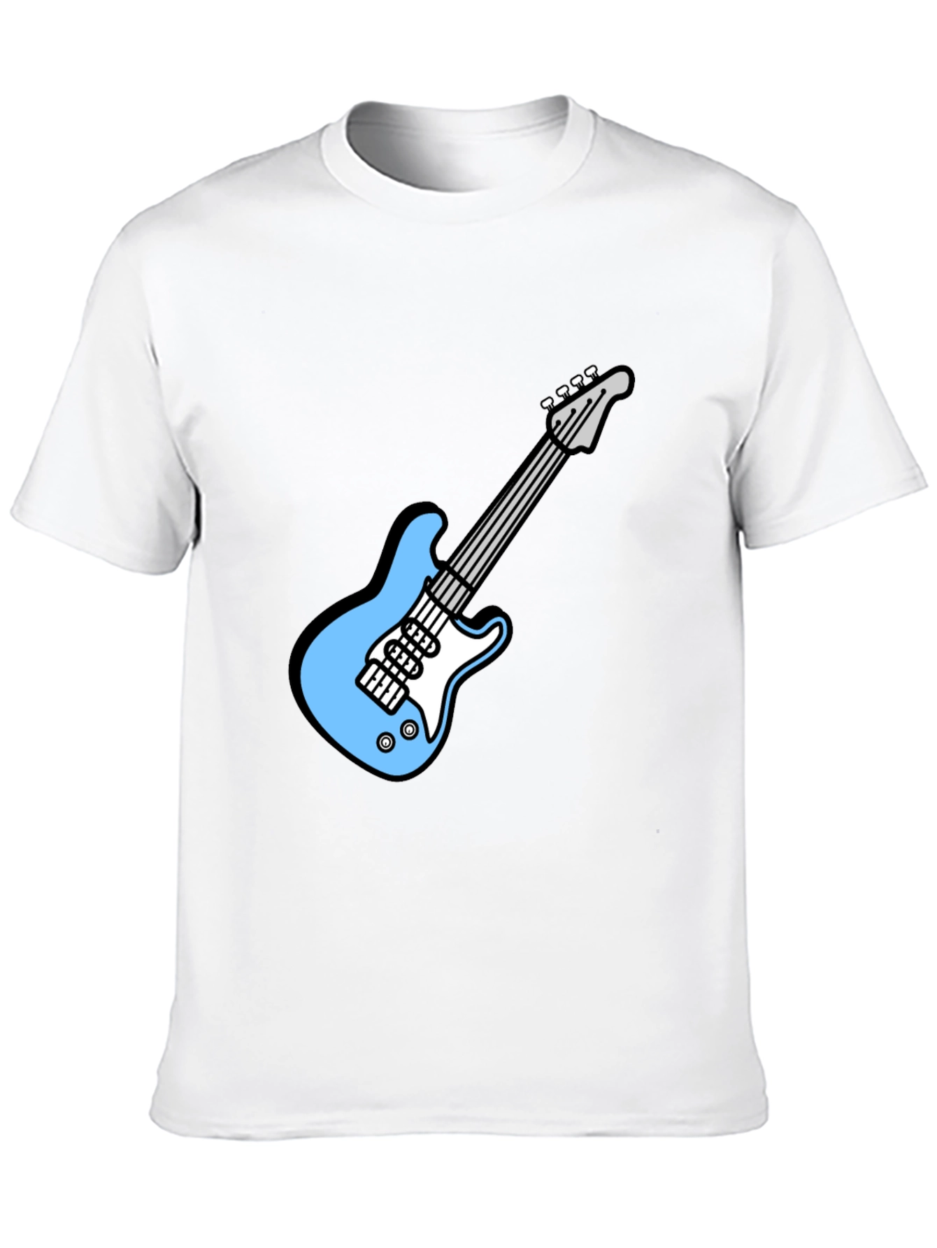 Black Cool Electric Guitar Graphic Tee - Black Cotton T-Shirt view 10