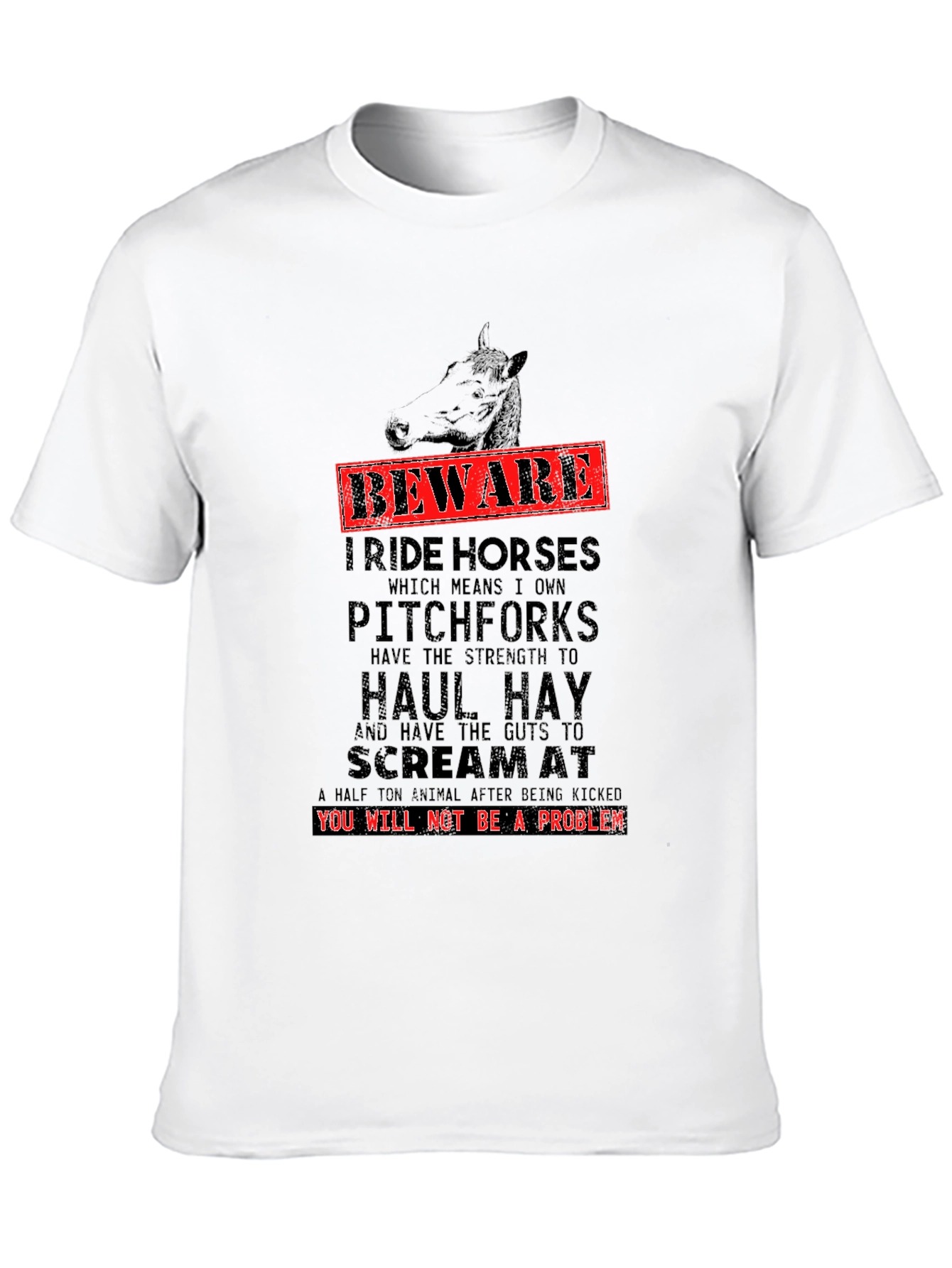 Black Beware I Ride Horses Funny Graphic T-Shirt view 10