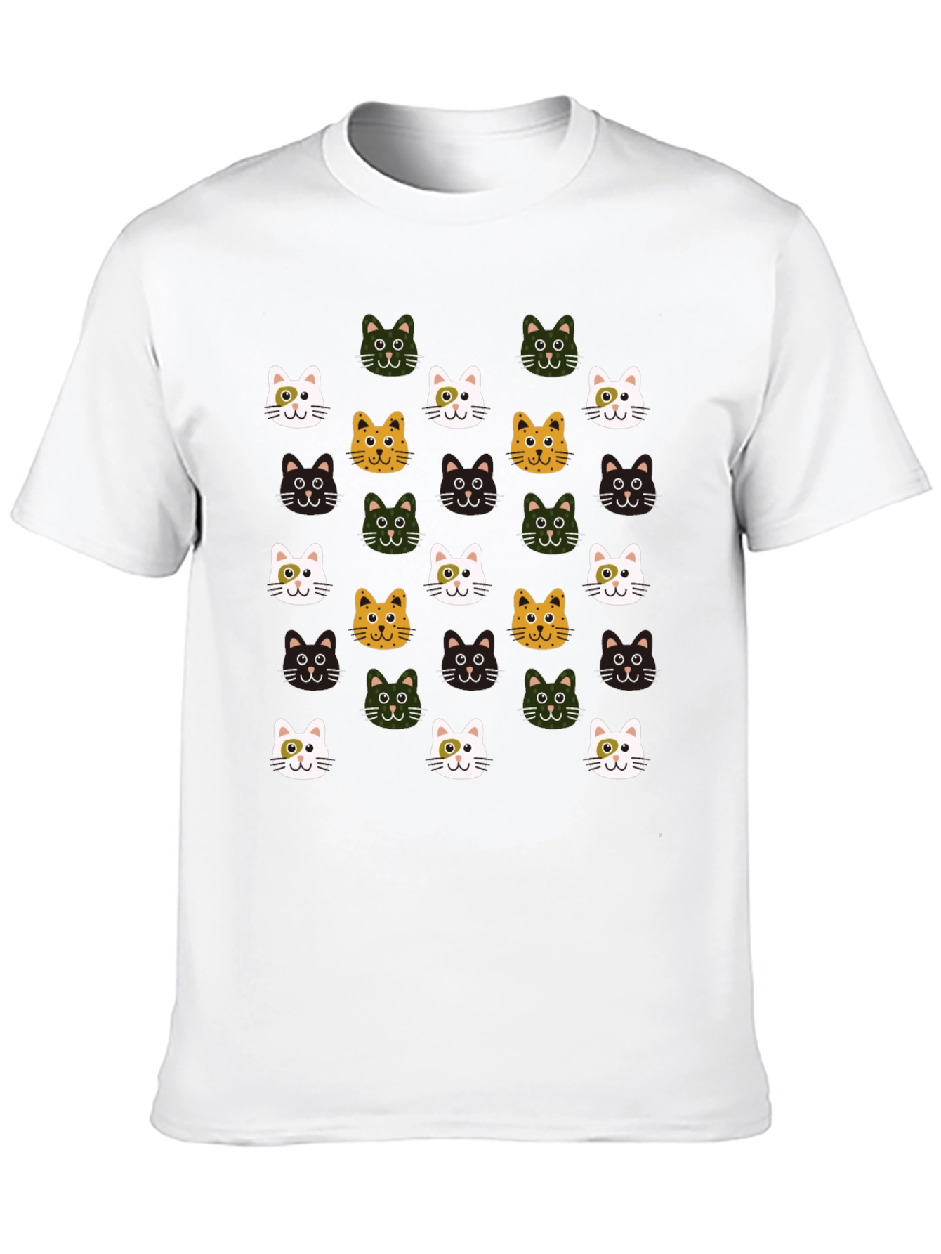 Black Cat Faces Pattern T-Shirt - Cute & Stylish view 10