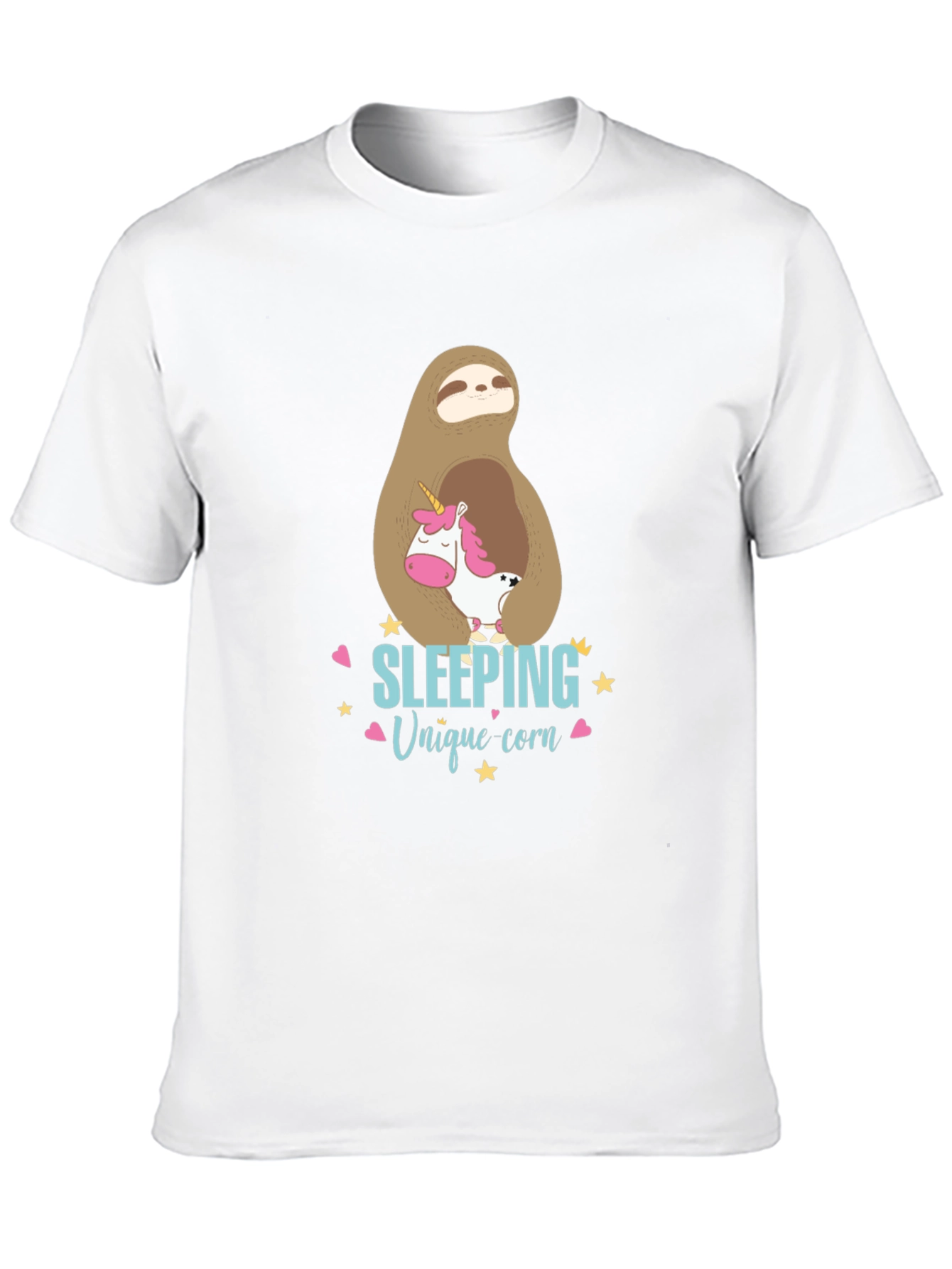 Black Cute Sloth & Unicorn Graphic T-Shirt view 10
