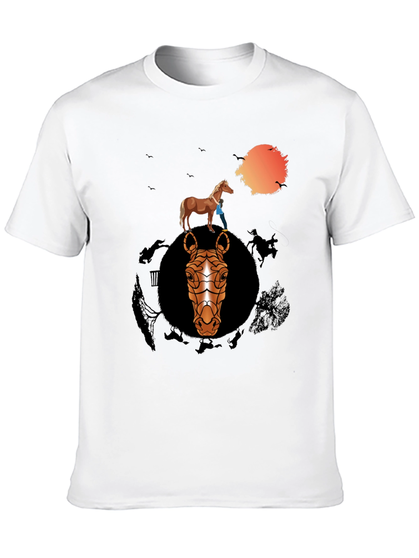 Black Horse Graphic Print Black T-Shirt view 10