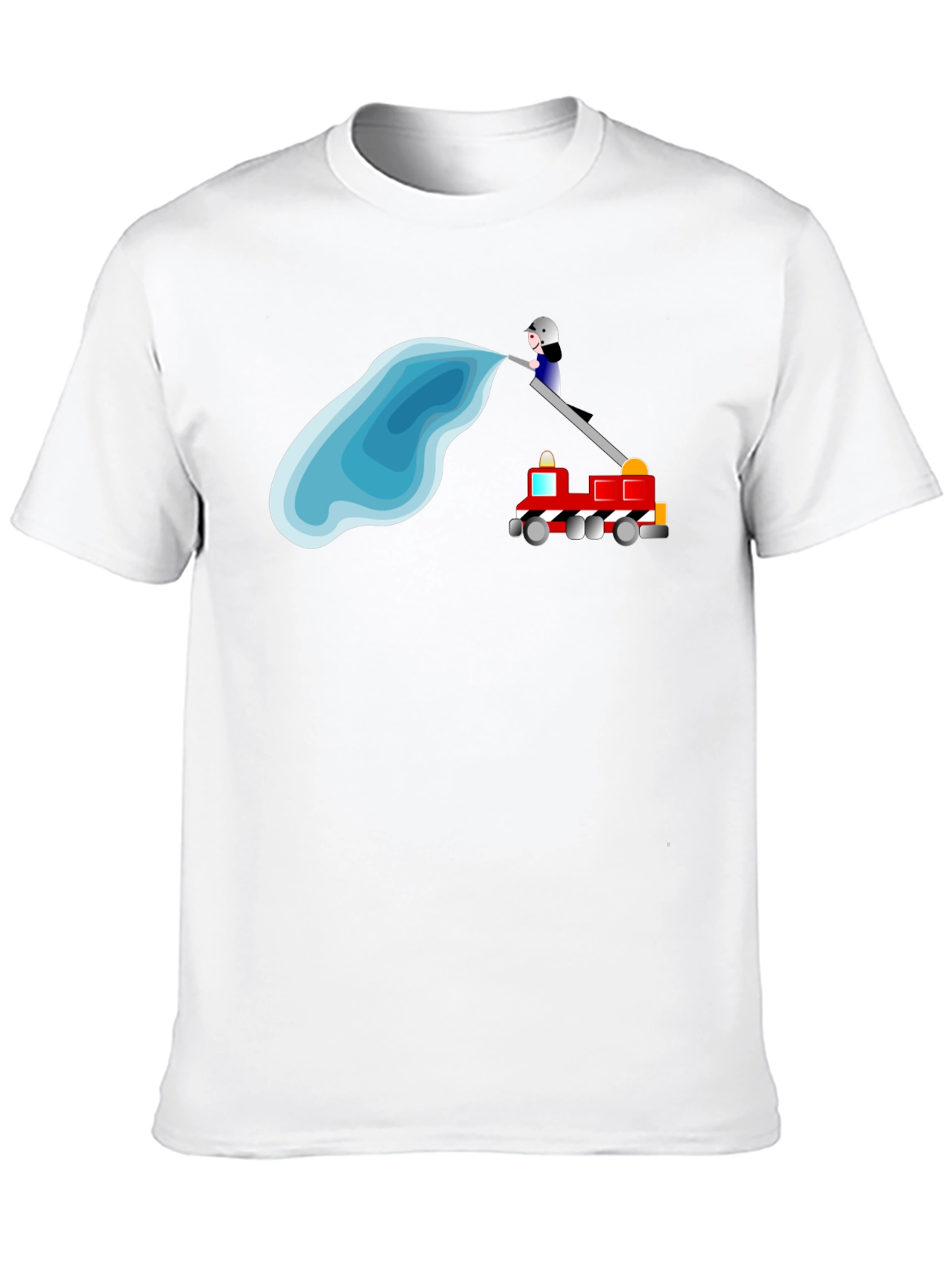 Black Firefighter Cartoon Black T-Shirt view 10