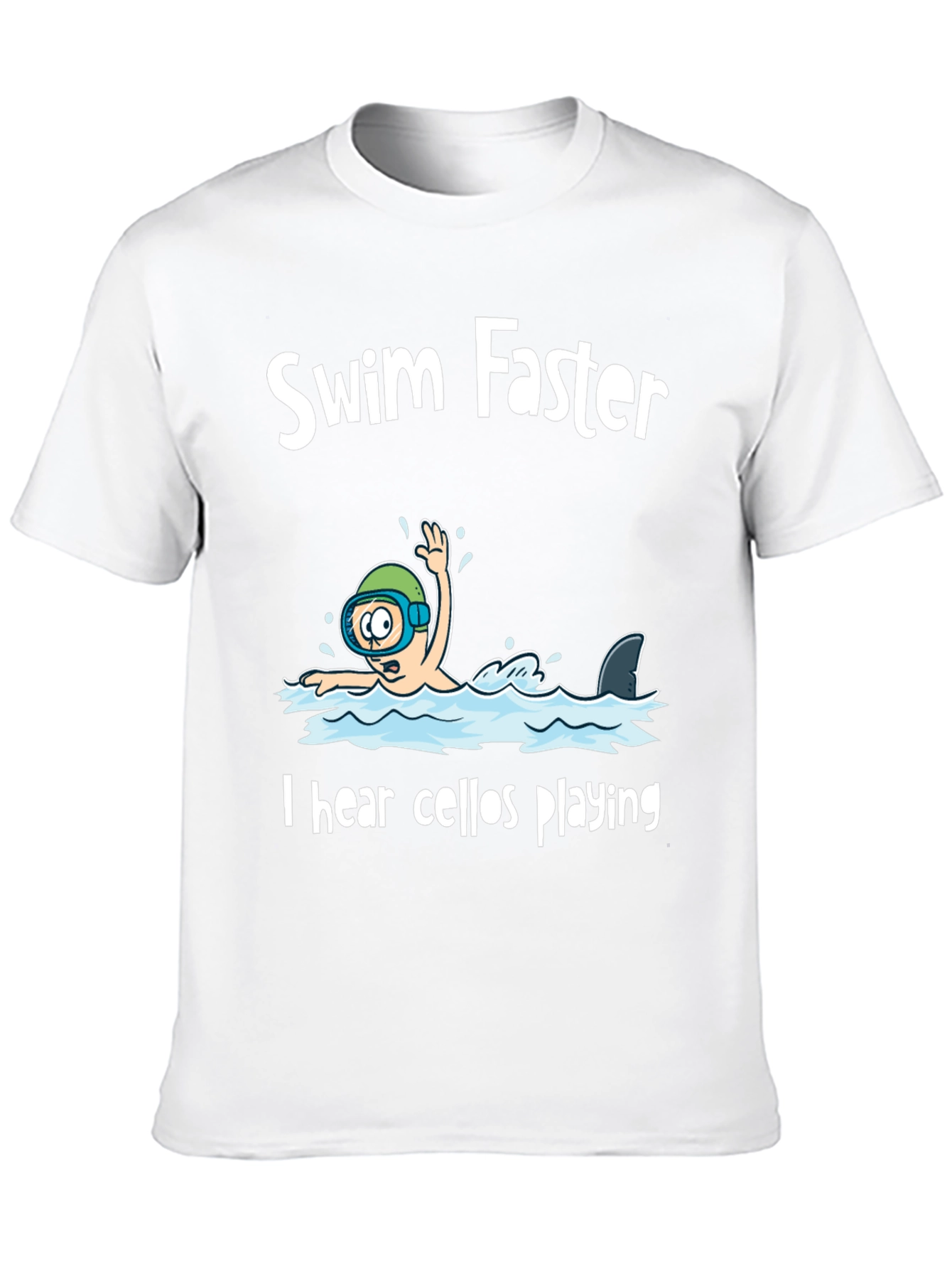 Black Swim Faster Shark Humor Graphic Tee view 10