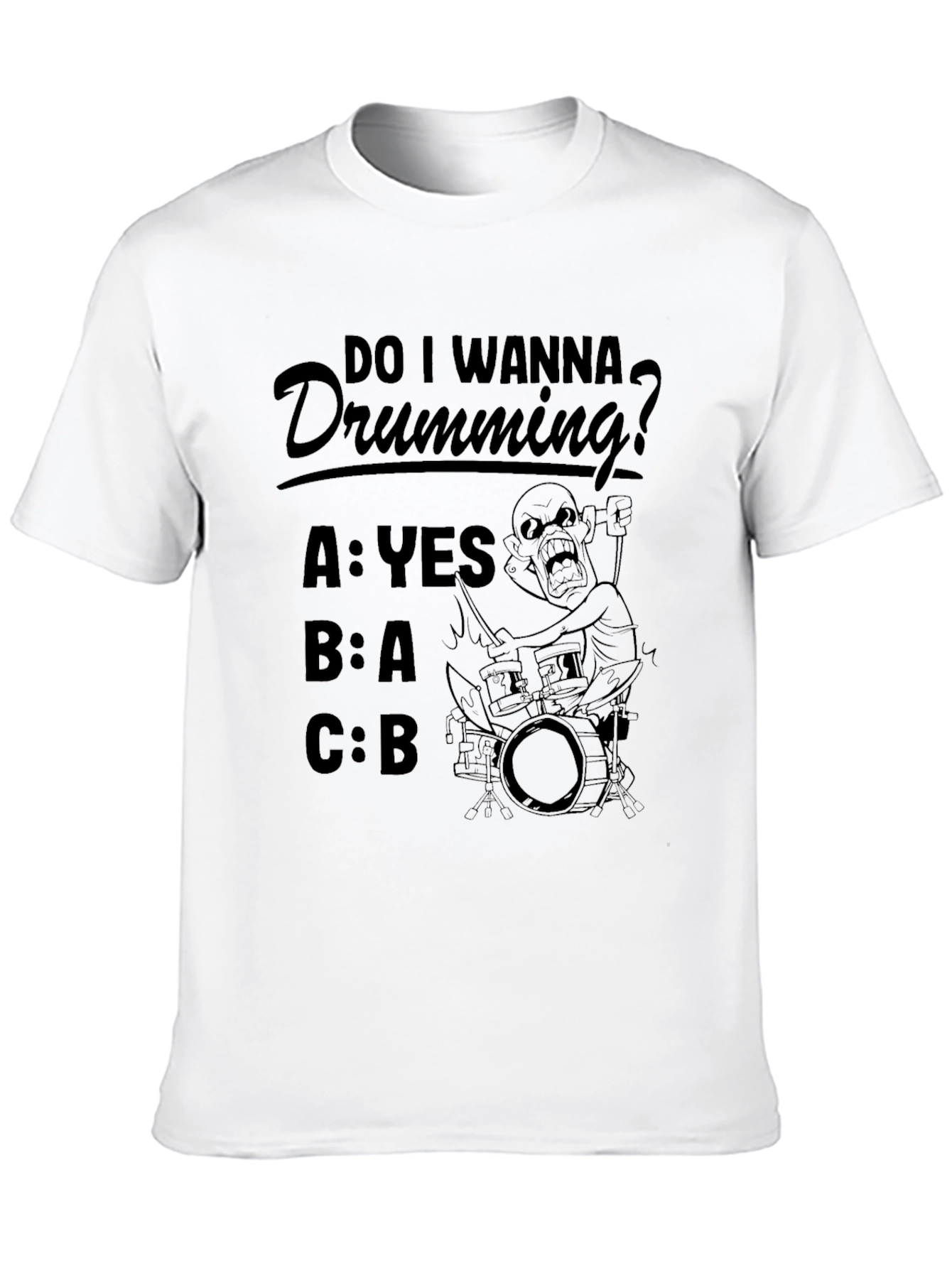 Black Funny Drumming T-Shirt - "Do I Wanna Drumming?" view 10