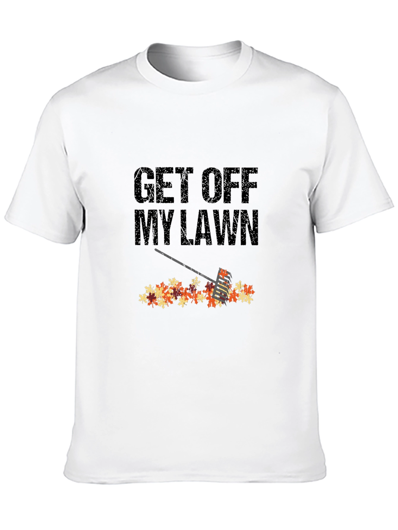 Black Get Off My Lawn Fall Leaves Rake T-Shirt view 10