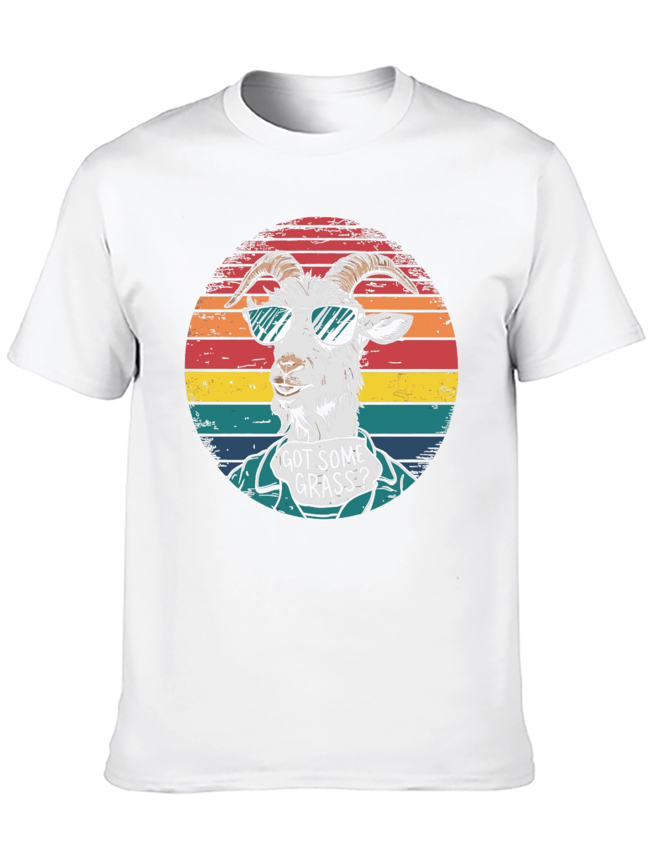 Black Got Some Grass? Novelty Goat Graphic T-Shirt view 10