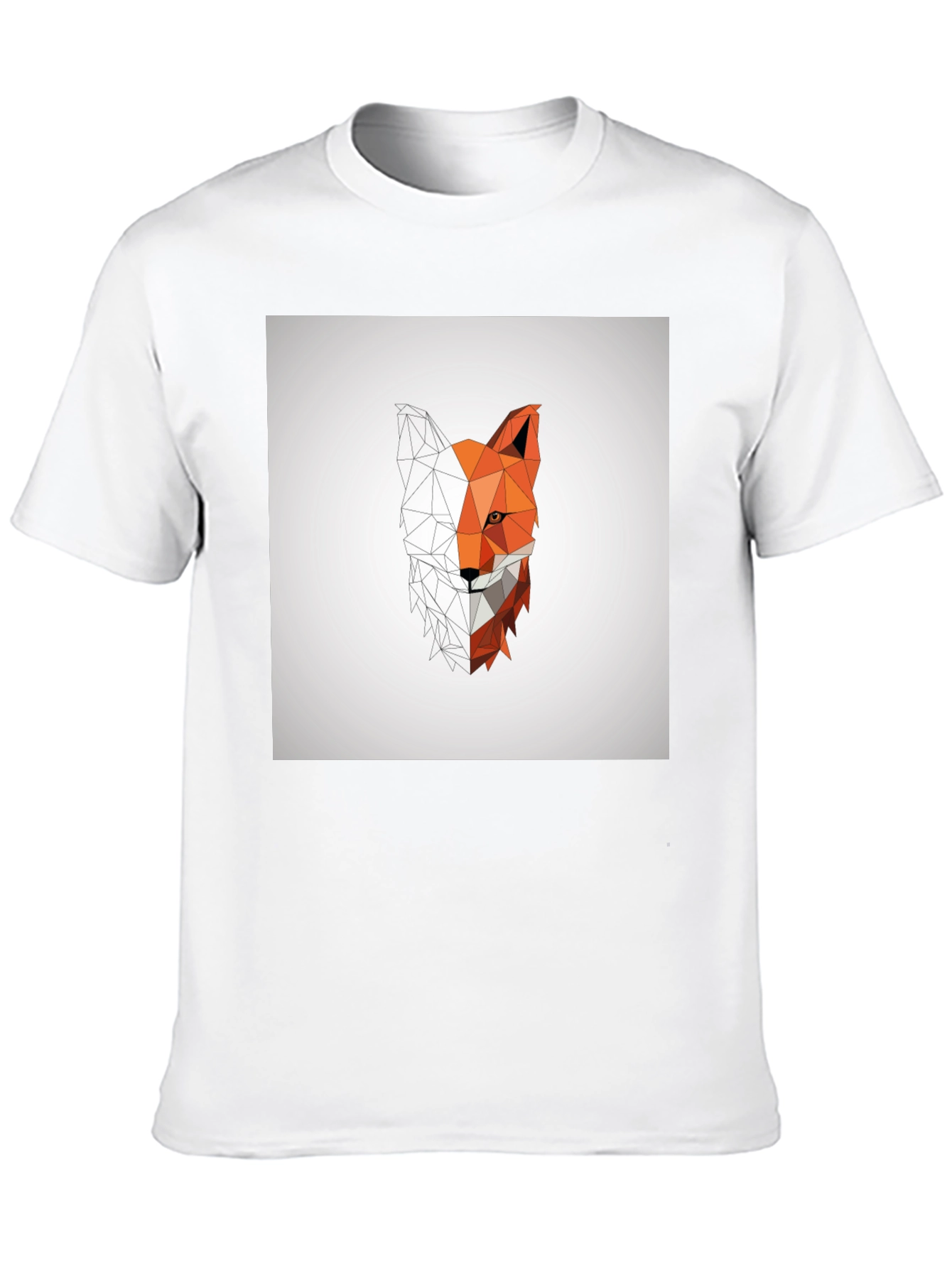 Black Geometric Fox Graphic Tee - Modern Polygon Design view 10