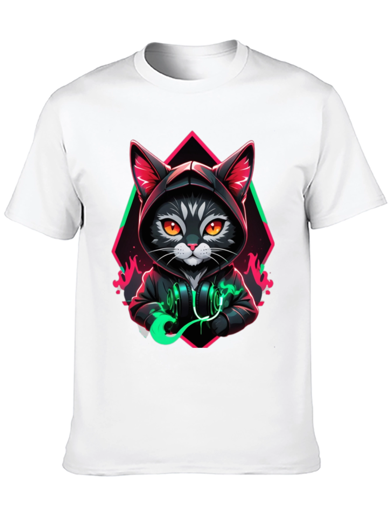 Black Cool Cat Hoodie T-Shirt - Unique Design view 10