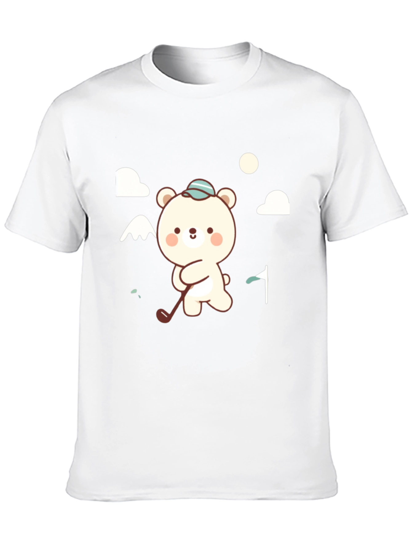Black Cute Bear Golfing Black Graphic Tee view 10