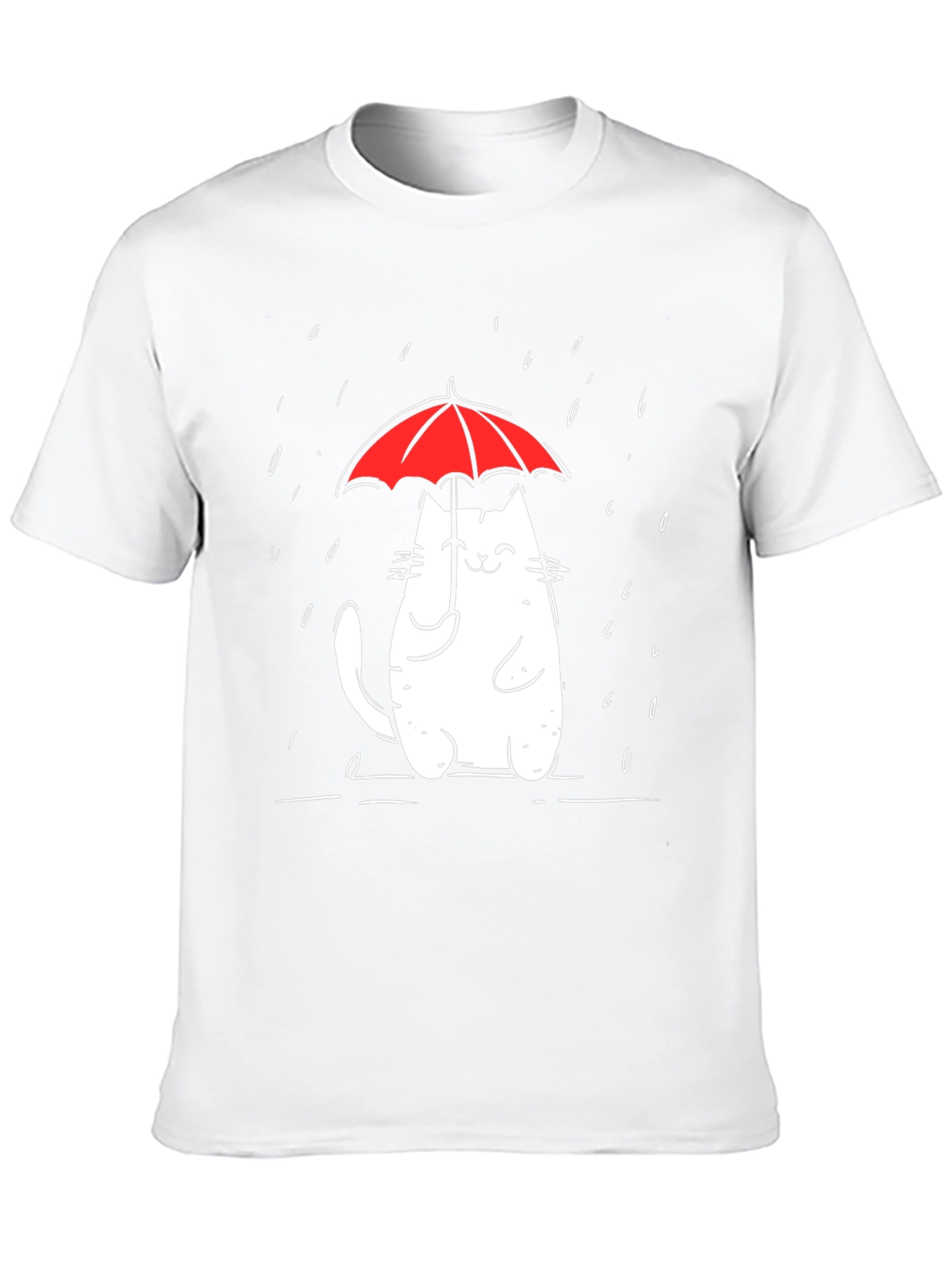 Black Cute Cat Umbrella Graphic Tee - Black Cotton Comfort view 10