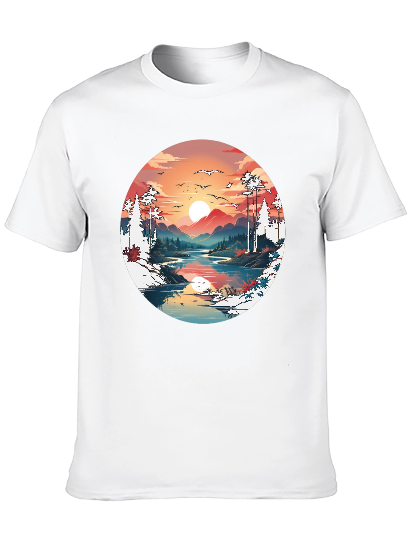 Black Sunset Lake Graphic Tee view 10