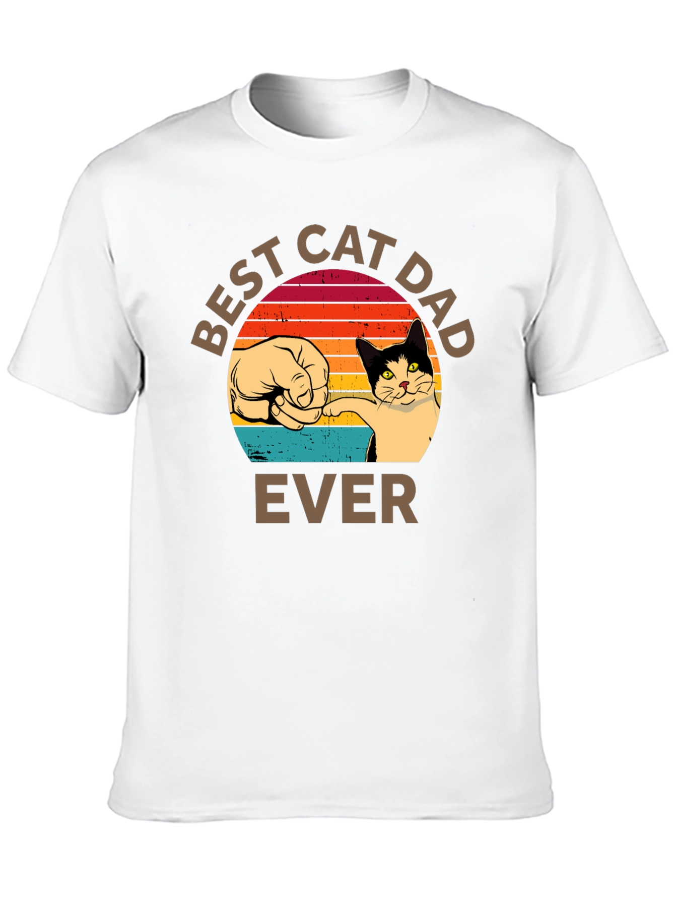 Black Best Cat Dad Ever T-Shirt Retro Sunset view 10