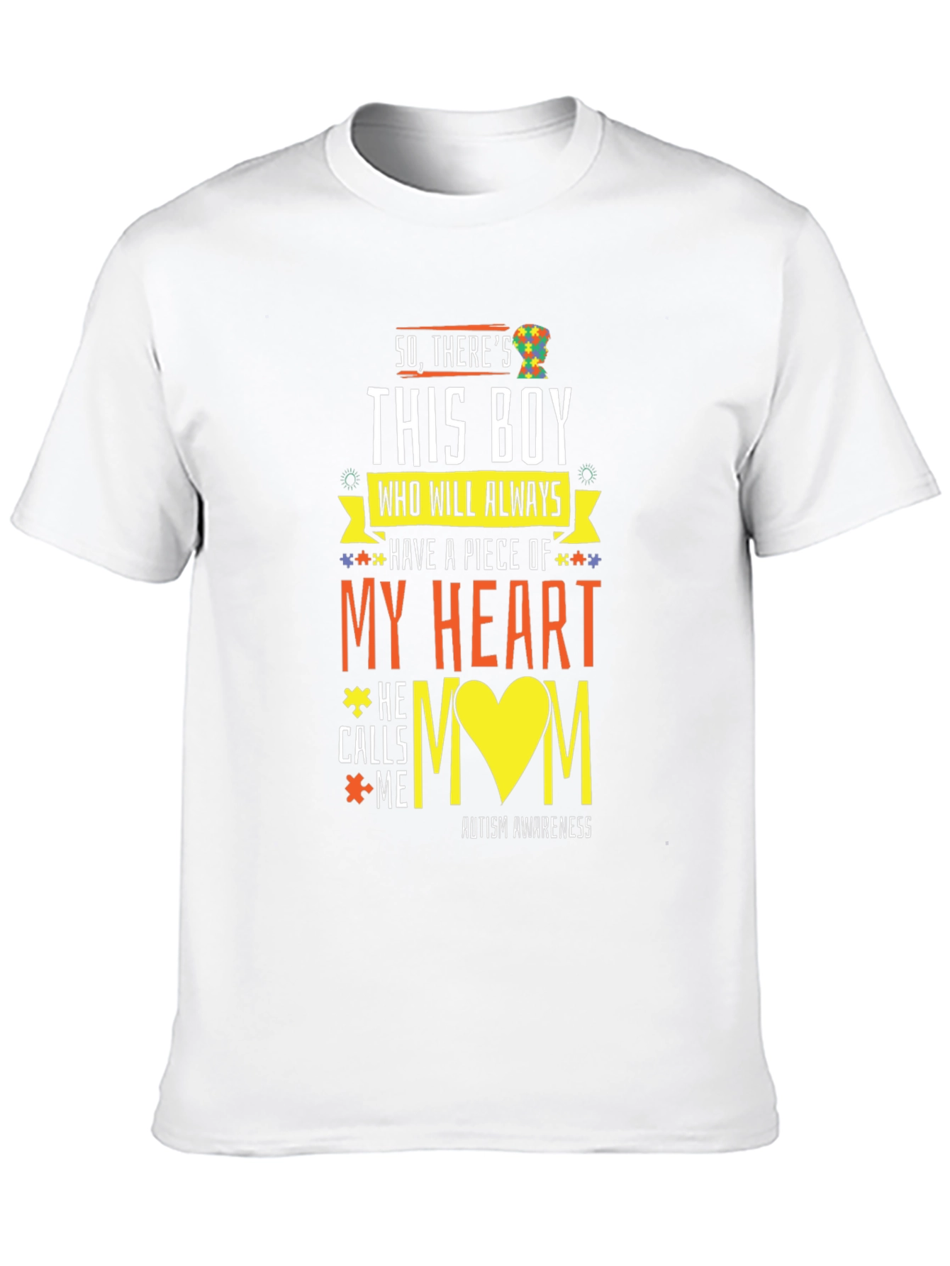 Black Autism Awareness T-Shirt "My Heart" Design view 10