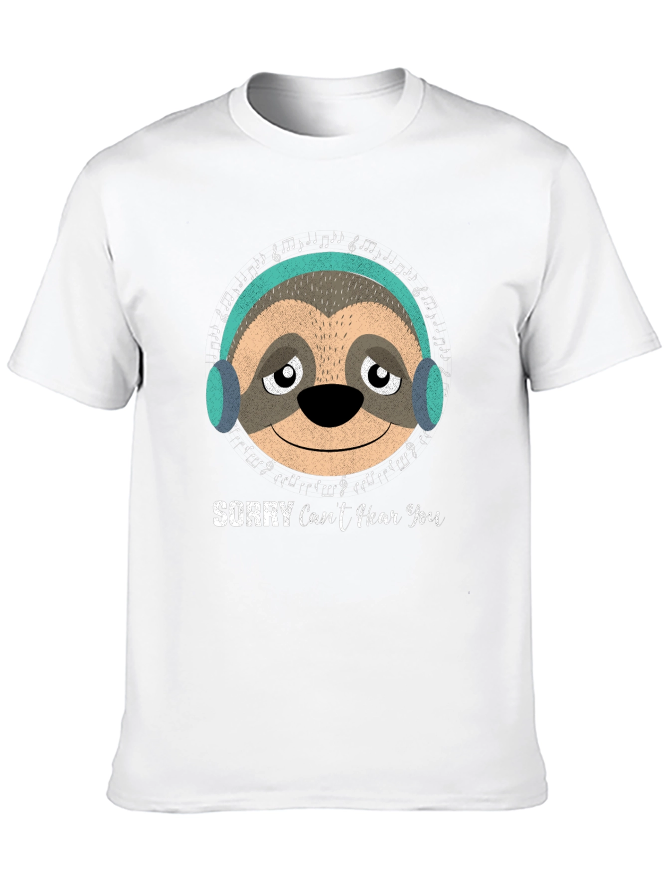 Black Sloth Headphones Graphic T-Shirt - Sorry Can't Hear You view 10