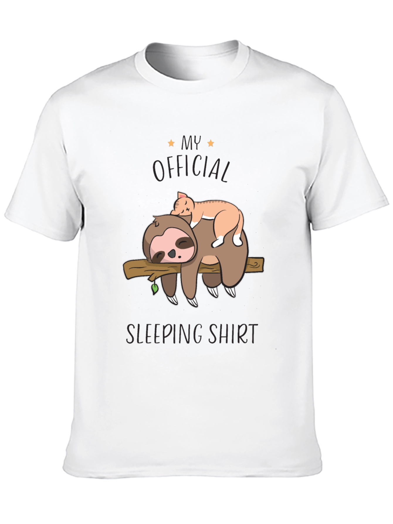 Black Sloth & Cat Sleeping Shirt - Official Sleepwear view 10