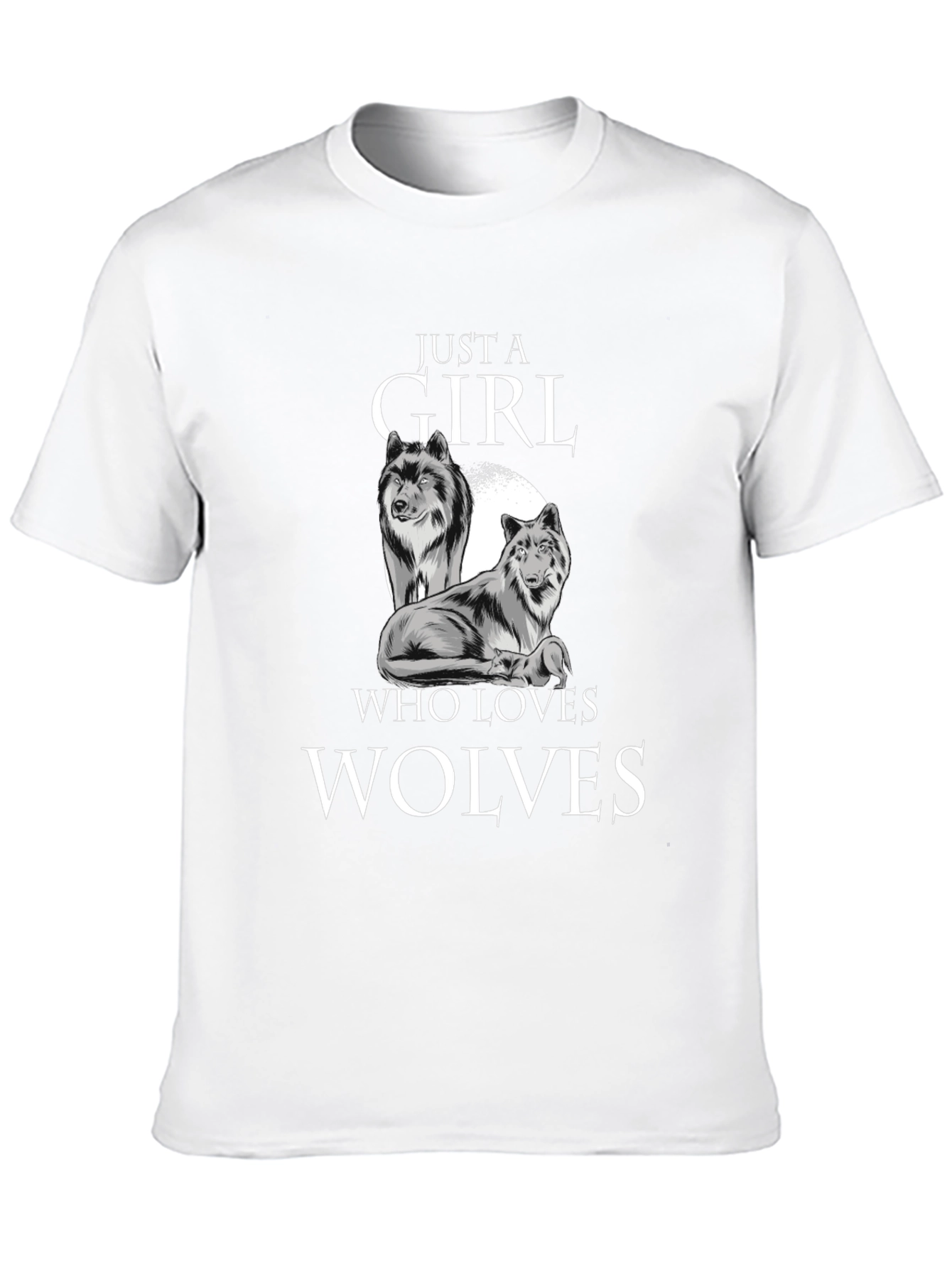 Black Just a Girl Who Loves Wolves T-Shirt view 10