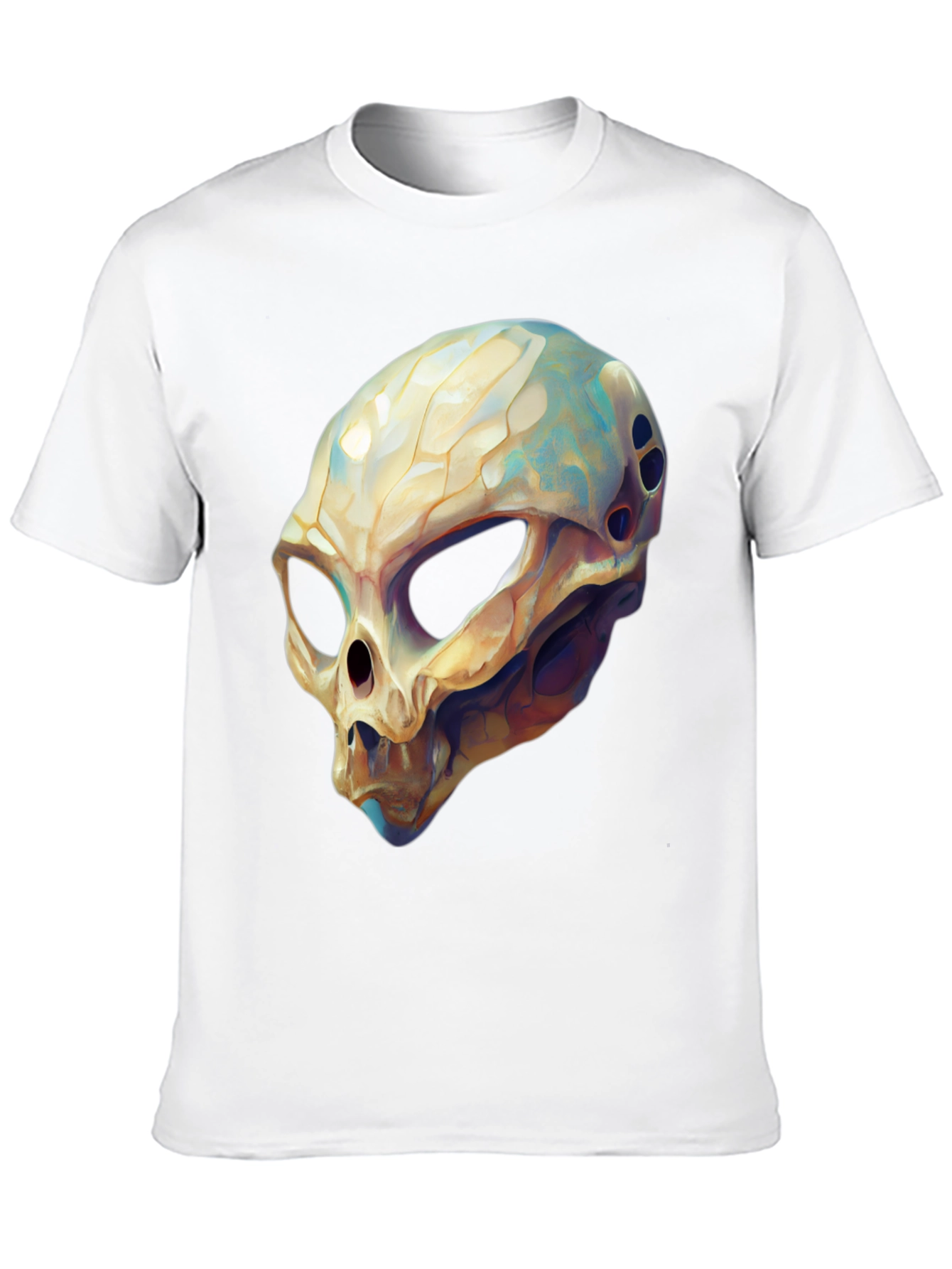Black Alien Skull Graphic Tee - Black Cotton T-Shirt view 10