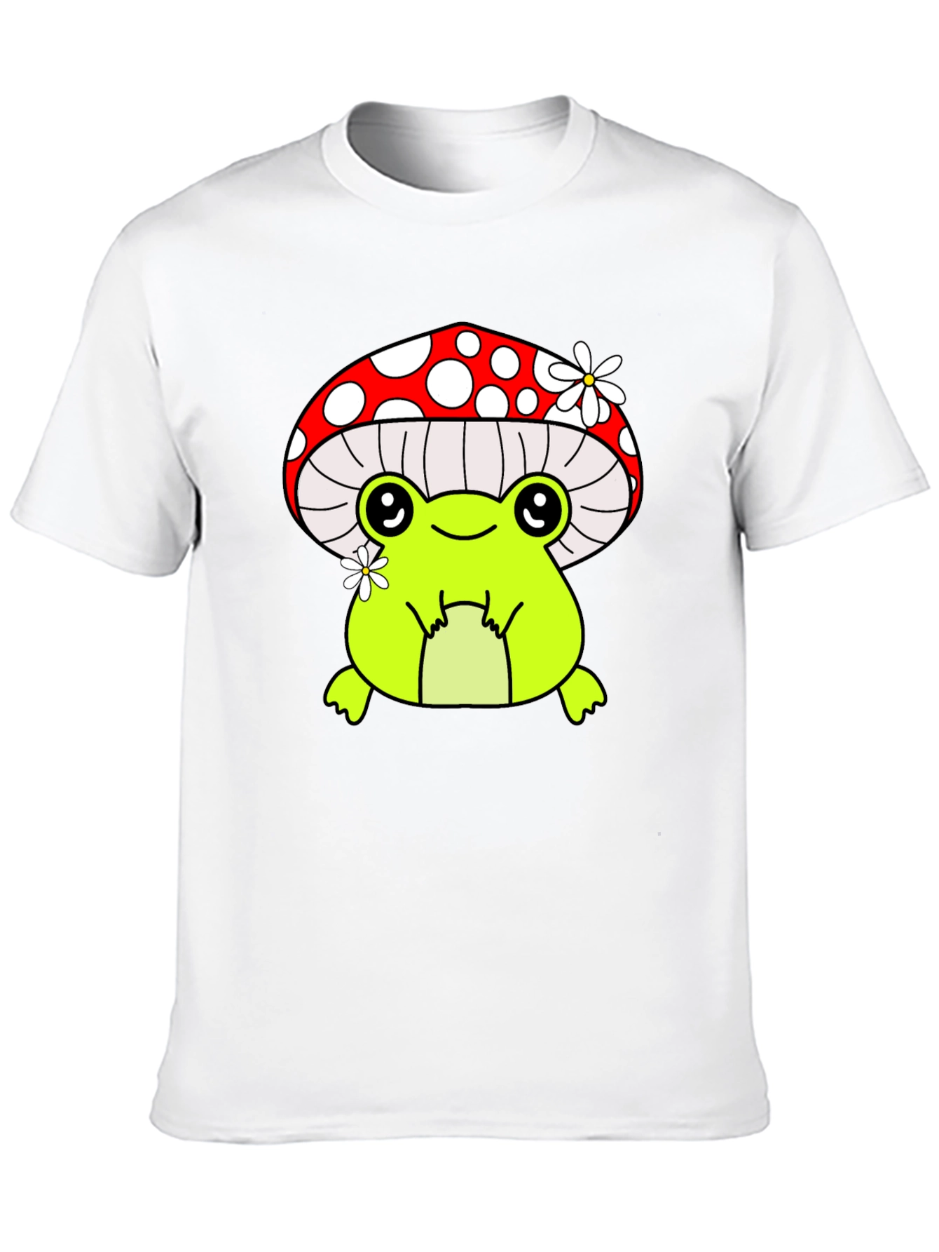 Black Mushroom Frog Graphic Tee - Black Cotton Shirt view 10