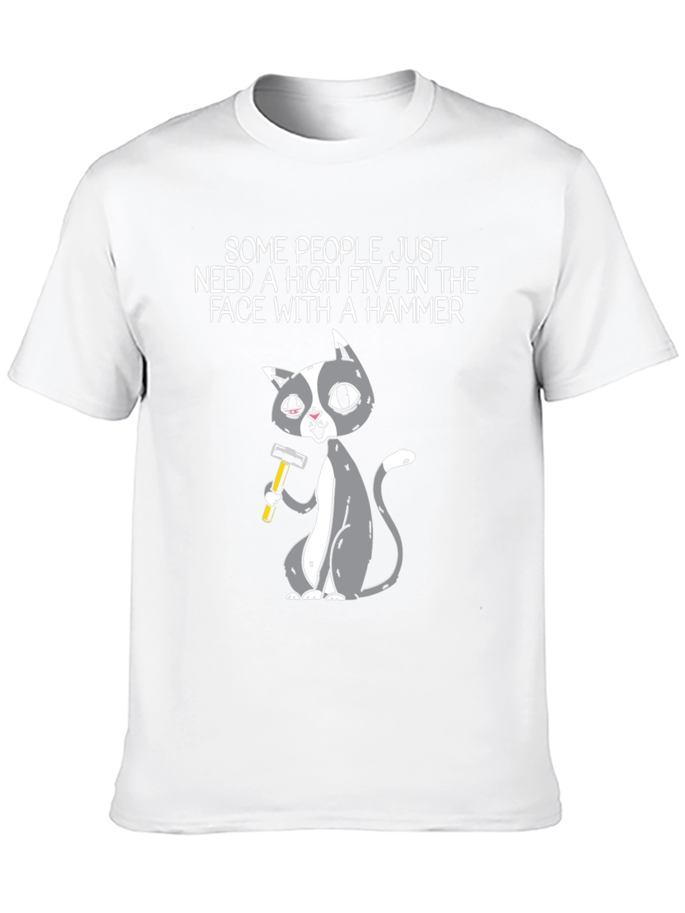 Black High Five Hammer Cat T-Shirt view 10