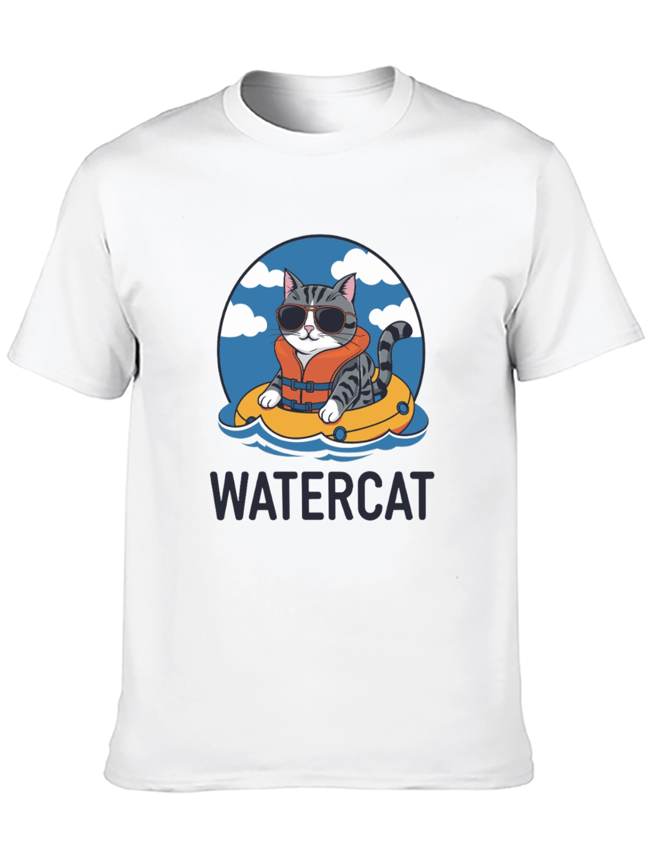 Black Watercat T-Shirt - Funny Cat in Pool Design view 10
