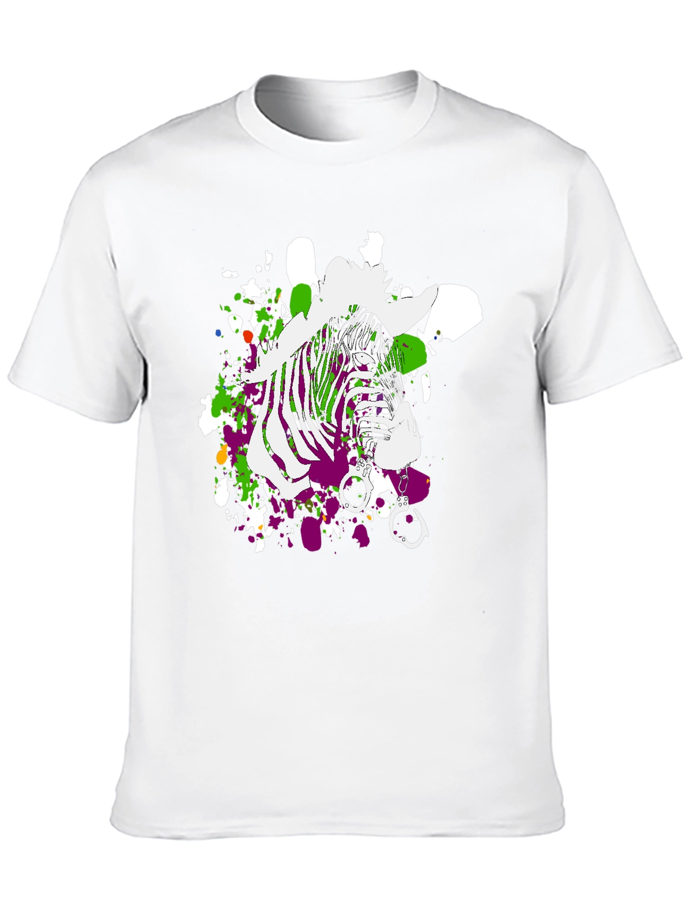 Black Zebra Graphic Print Men's T-Shirt - Black view 10