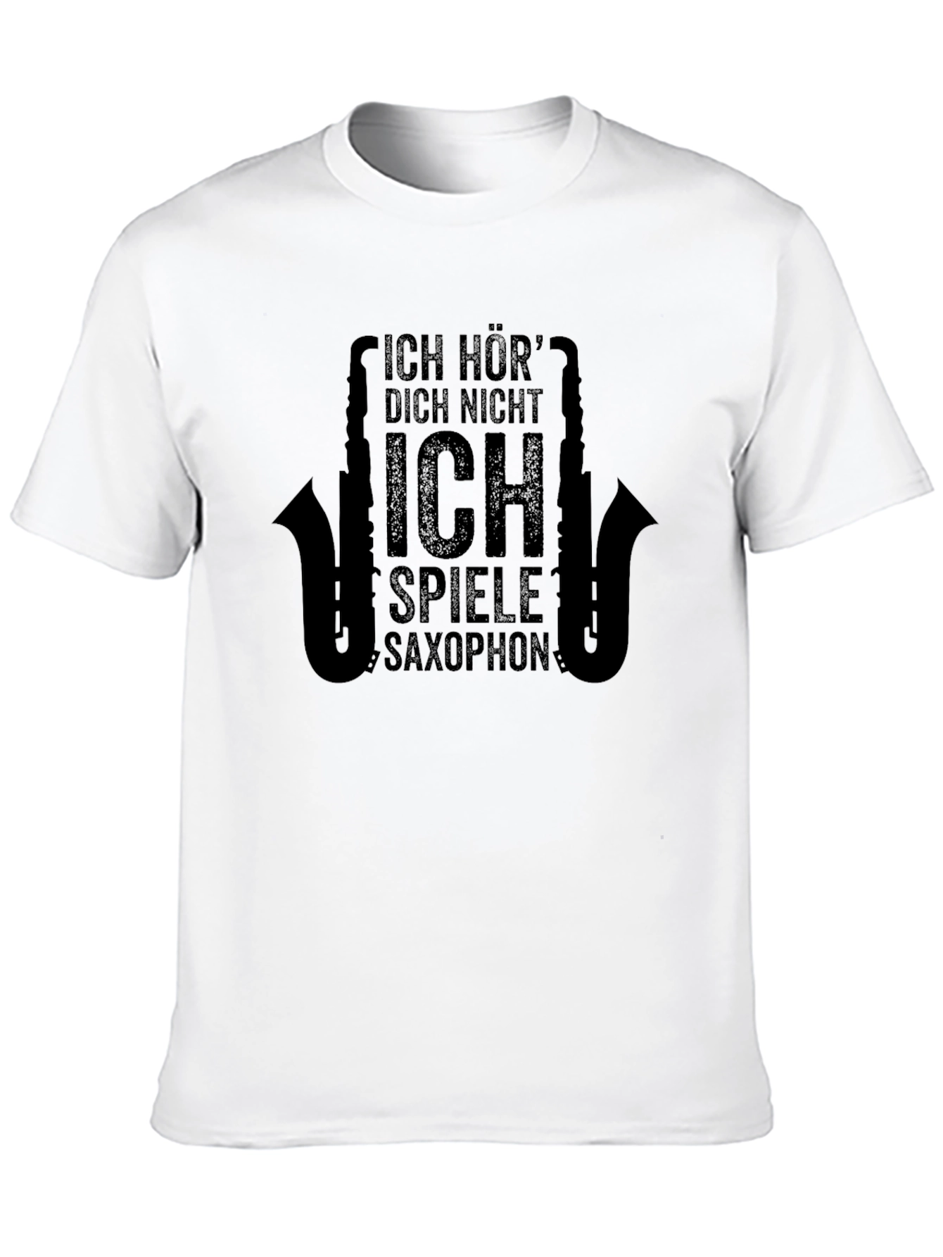 Black Ich Spiele Saxophon T-Shirt - Black Cotton Tee for Musicians view 10