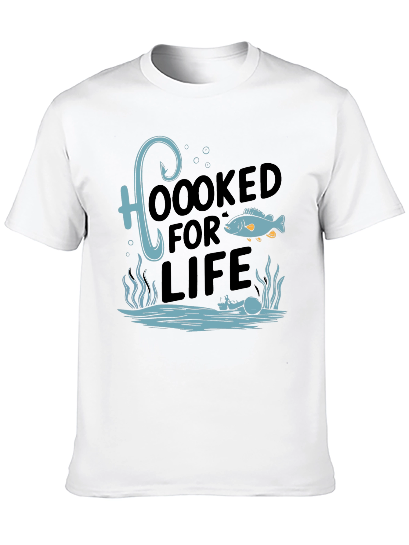 Black Hooked for Life Graphic Tee - Fishing Enthusiast's Shirt view 10