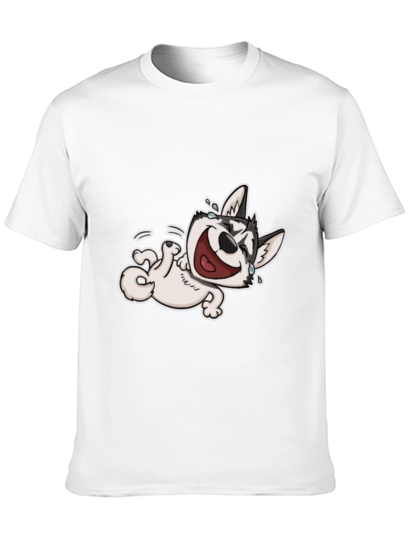 Black Laughing Husky T-Shirt - Black Cotton Tee view 10
