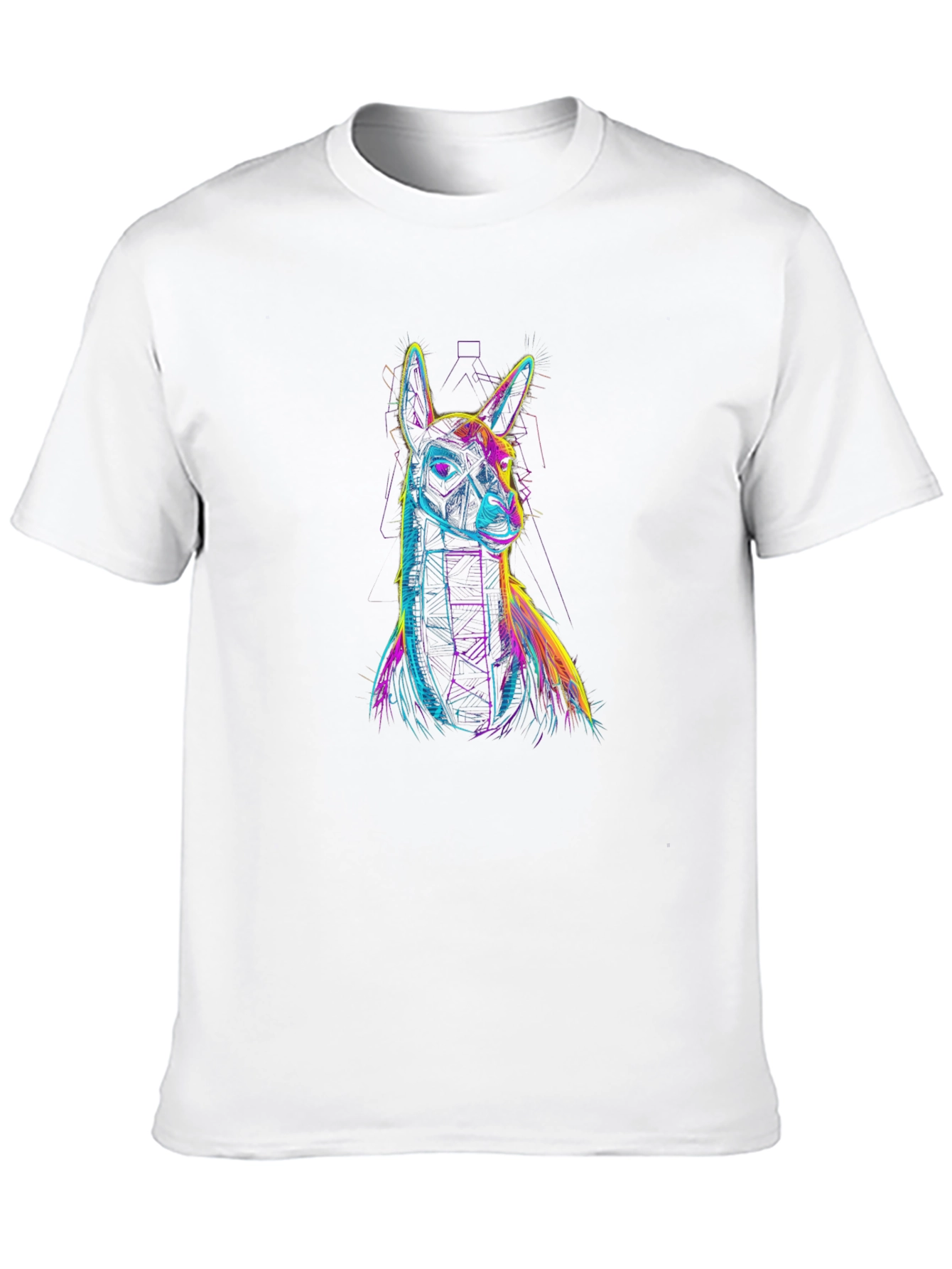 Black Neon Llama Graphic Print Black T-Shirt view 10