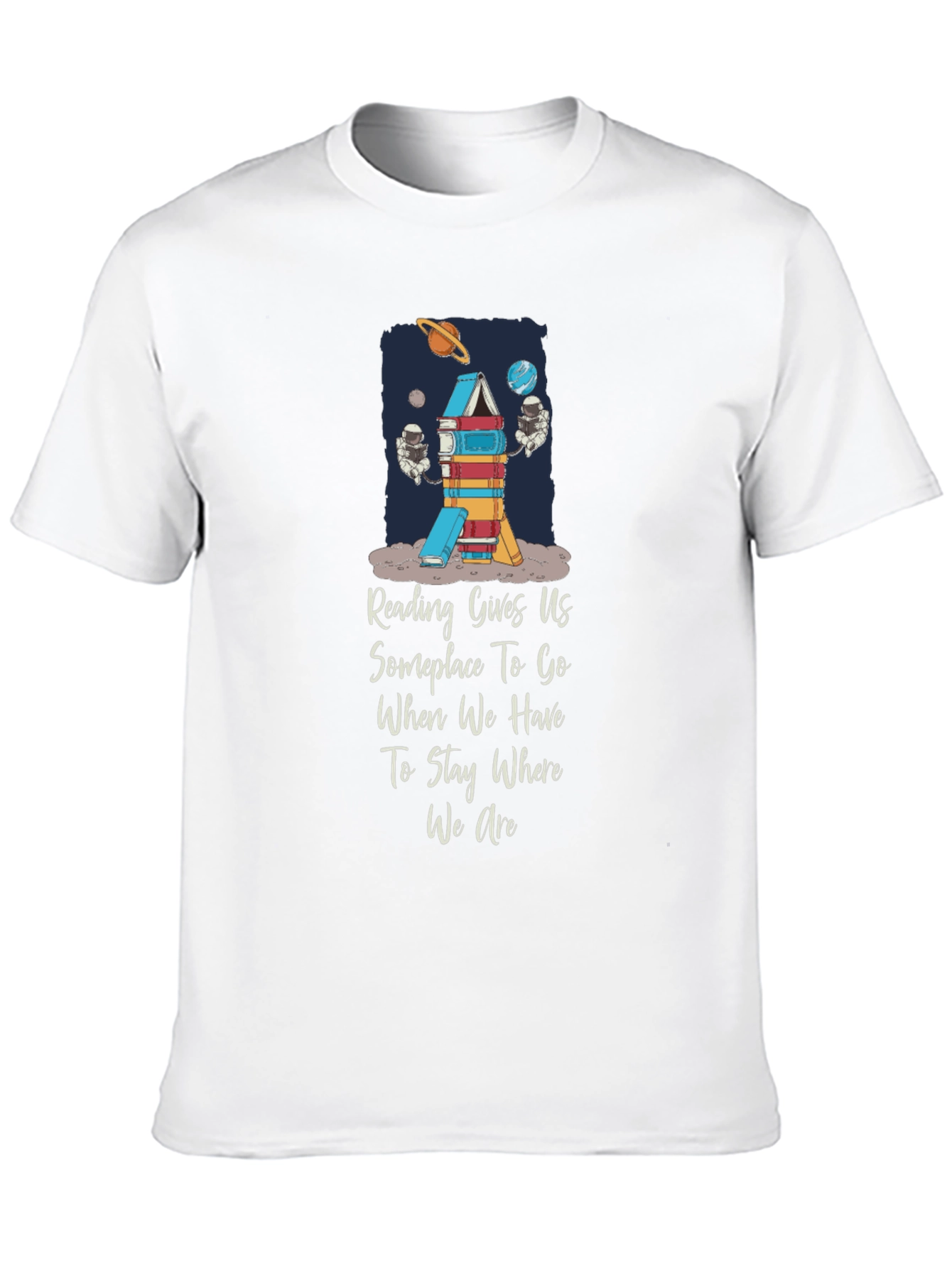 Black Reading Rocket T-Shirt - Space & Books view 10