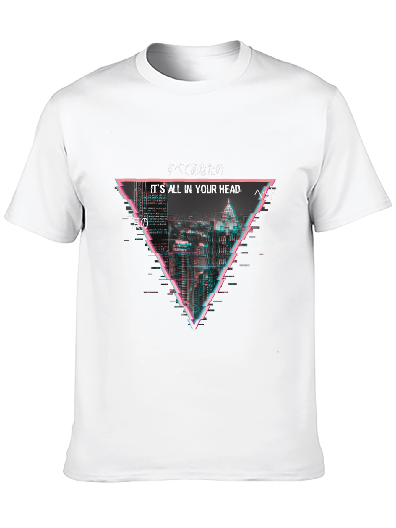 Black Cyberpunk Cityscape T-Shirt - "It's All In Your Head" view 10